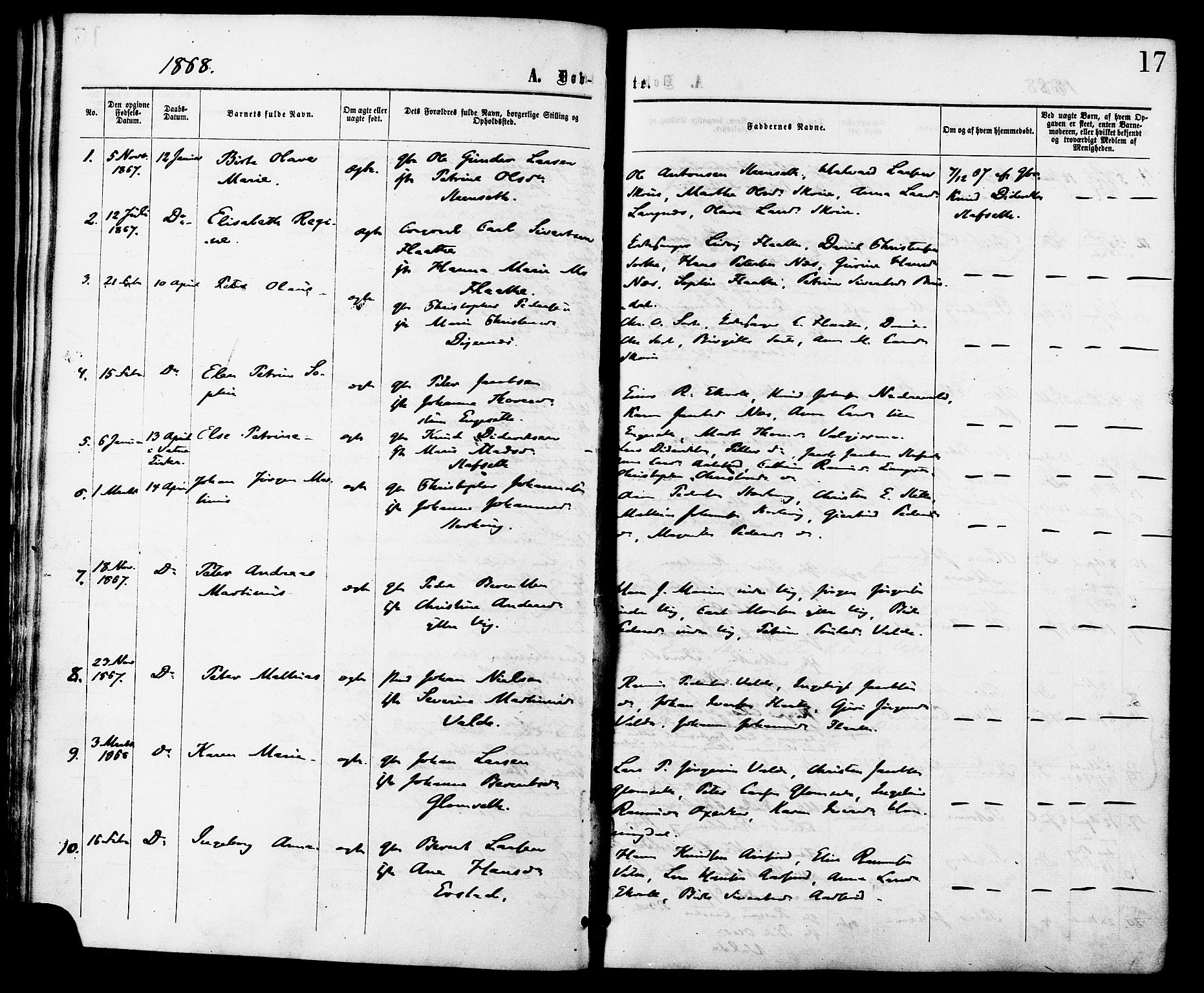 Ministerialprotokoller, klokkerbøker og fødselsregistre - Møre og Romsdal, SAT/A-1454/524/L0355: Ministerialbok nr. 524A07, 1864-1879, s. 17