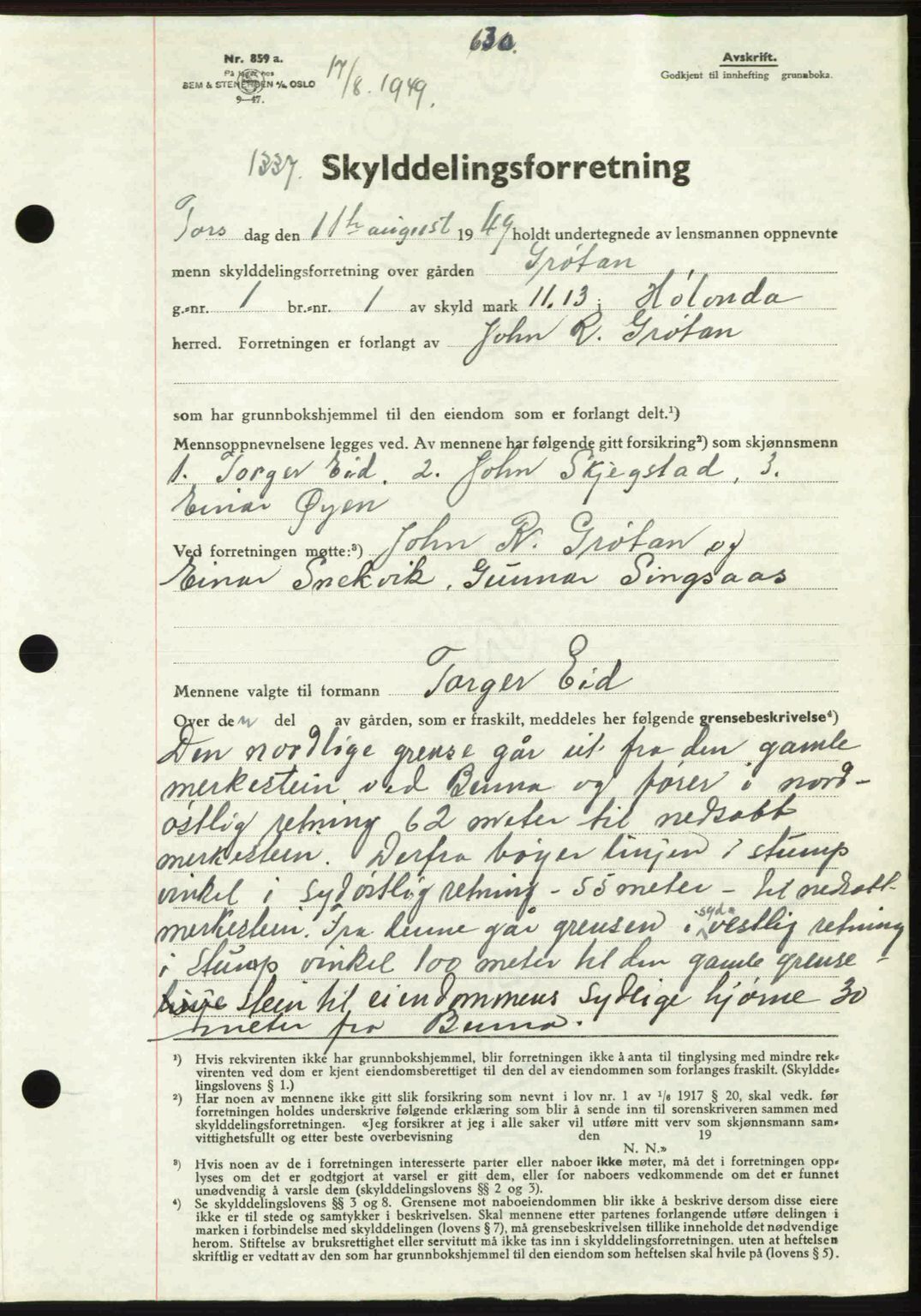 Gauldal sorenskriveri, SAT/A-0014/1/2/2C: Pantebok nr. A8, 1949-1949, Dagboknr: 1337/1949