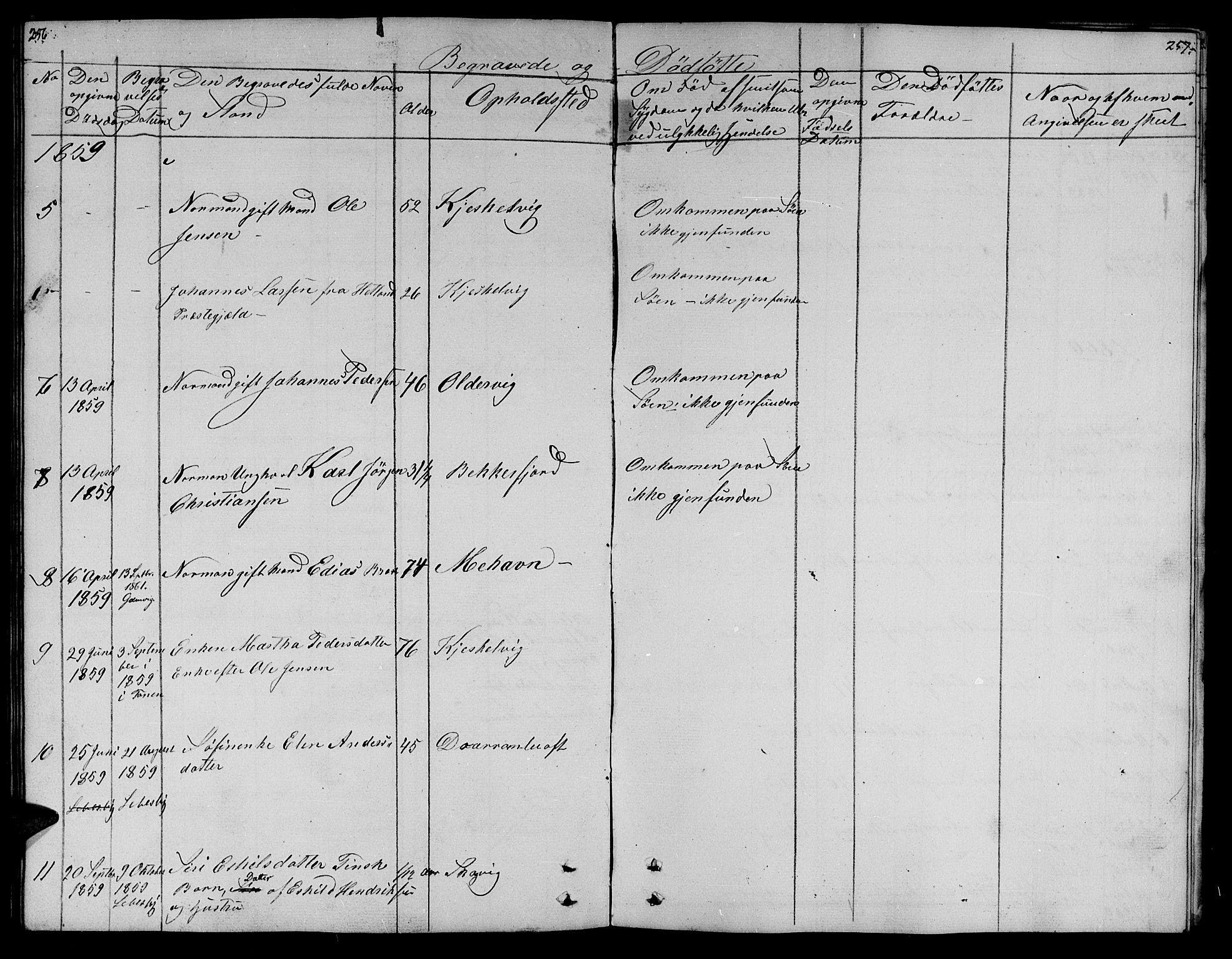 Lebesby sokneprestkontor, SATØ/S-1353/H/Hb/L0001klokker: Klokkerbok nr. 1, 1846-1862, s. 256-257