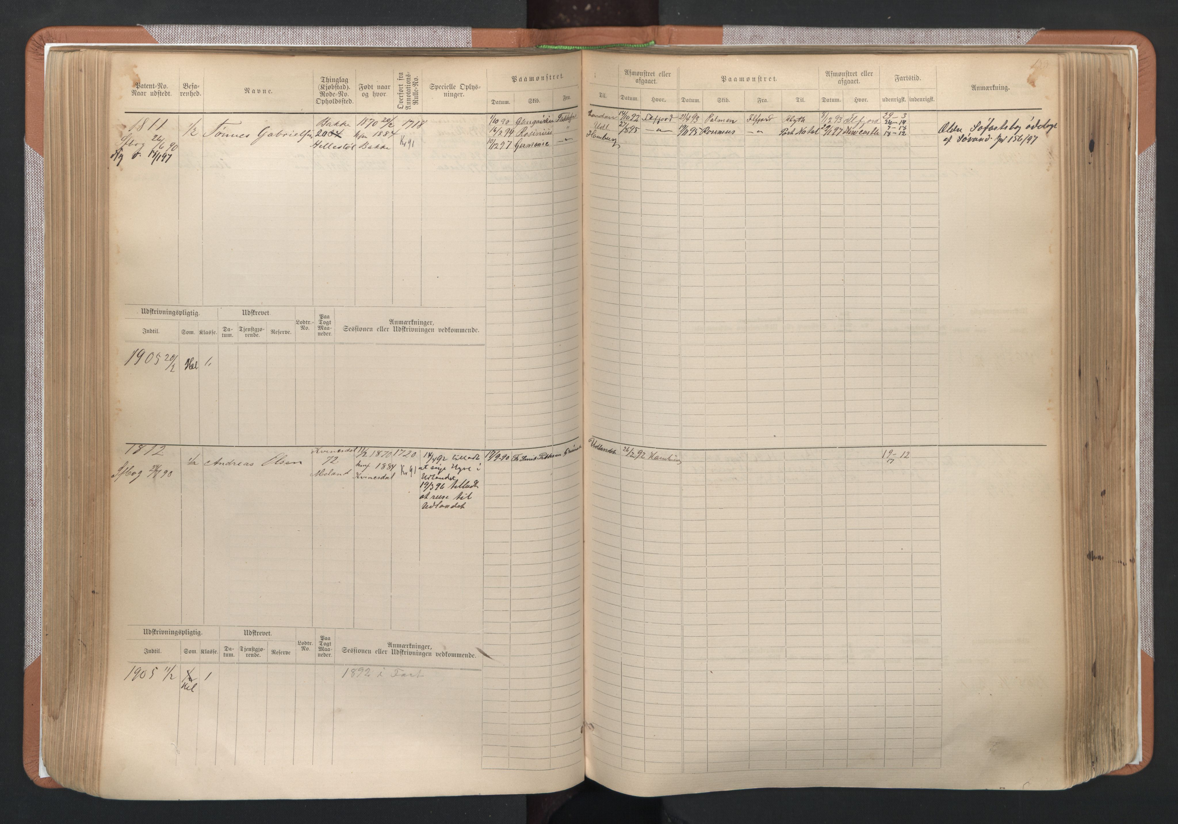 Flekkefjord mønstringskrets, SAK/2031-0018/F/Fb/L0003: Hovedrulle nr 1515-2326, N-6, 1885-1934, s. 155