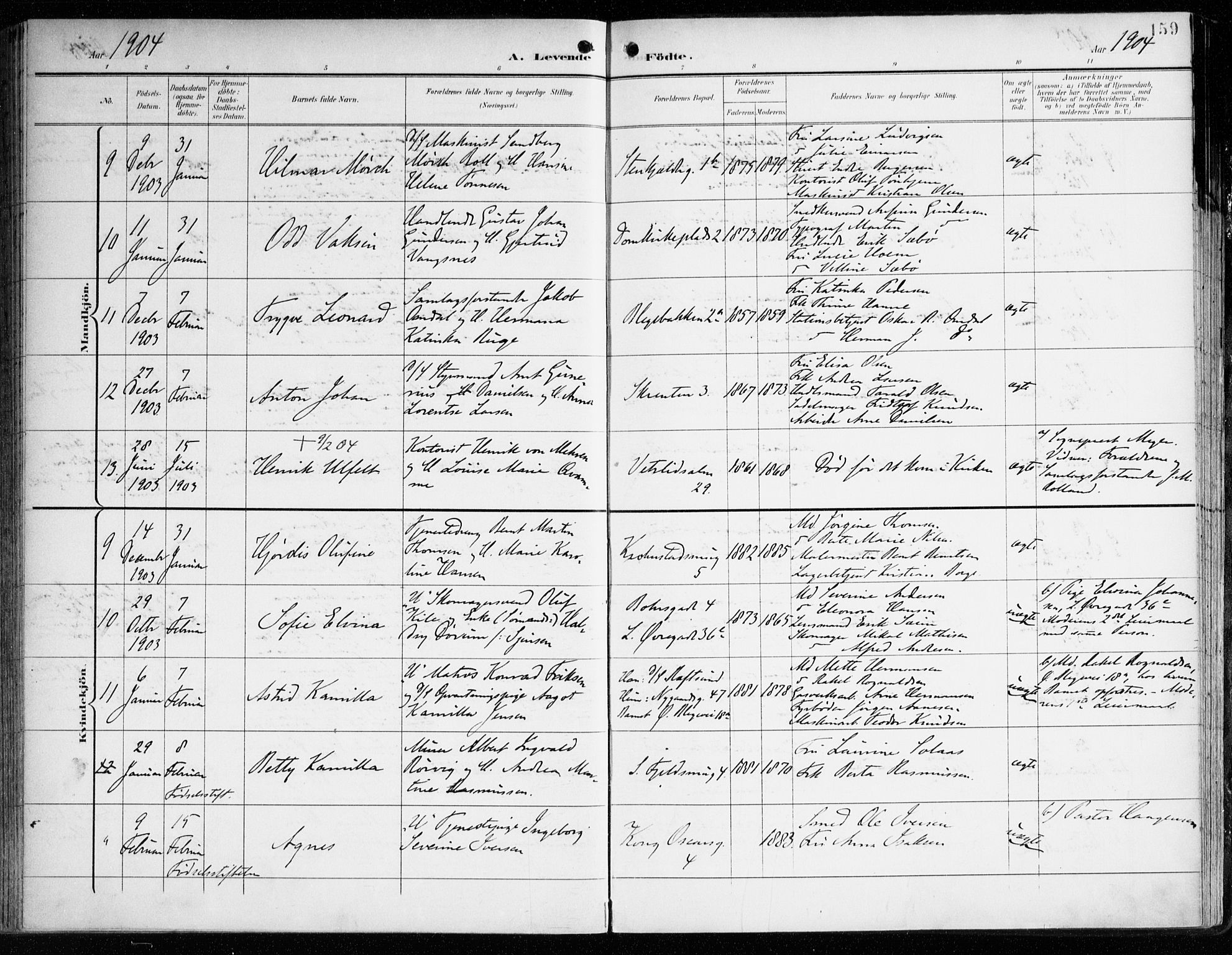 Korskirken sokneprestembete, AV/SAB-A-76101/H/Haa/L0023: Ministerialbok nr. B 9, 1899-1908, s. 159