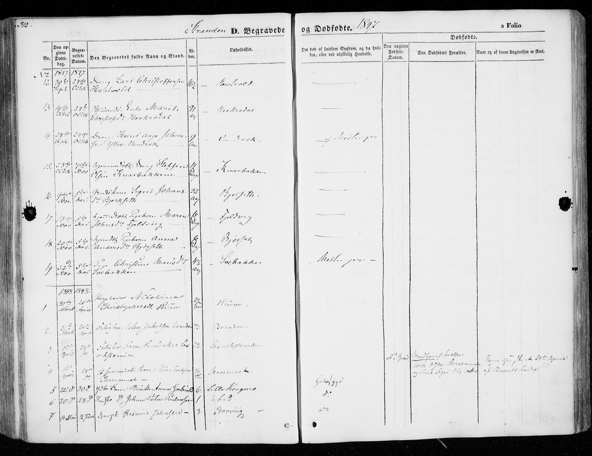 Ministerialprotokoller, klokkerbøker og fødselsregistre - Nord-Trøndelag, SAT/A-1458/701/L0007: Ministerialbok nr. 701A07 /2, 1842-1854, s. 312