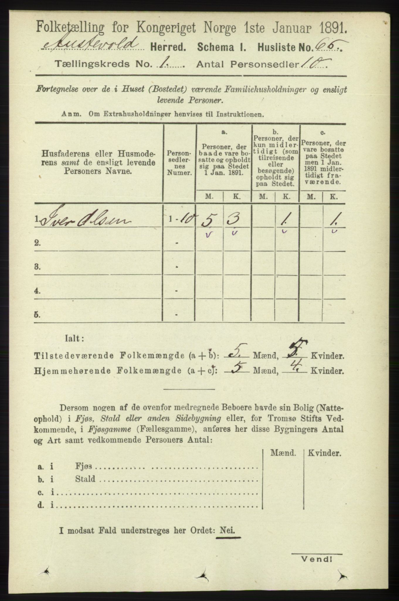 RA, Folketelling 1891 for 1244 Austevoll herred, 1891, s. 83
