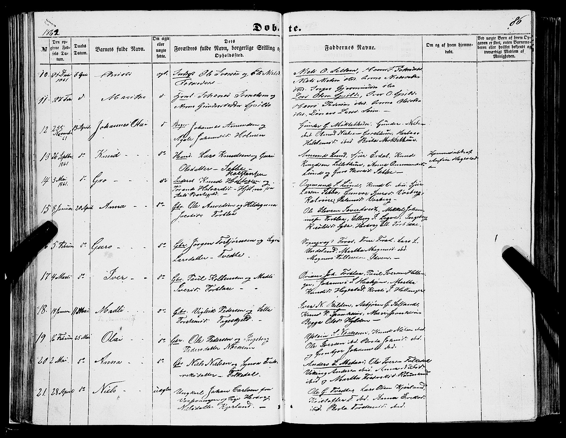 Ulvik sokneprestembete, AV/SAB-A-78801/H/Haa: Ministerialbok nr. A 13, 1853-1863, s. 86