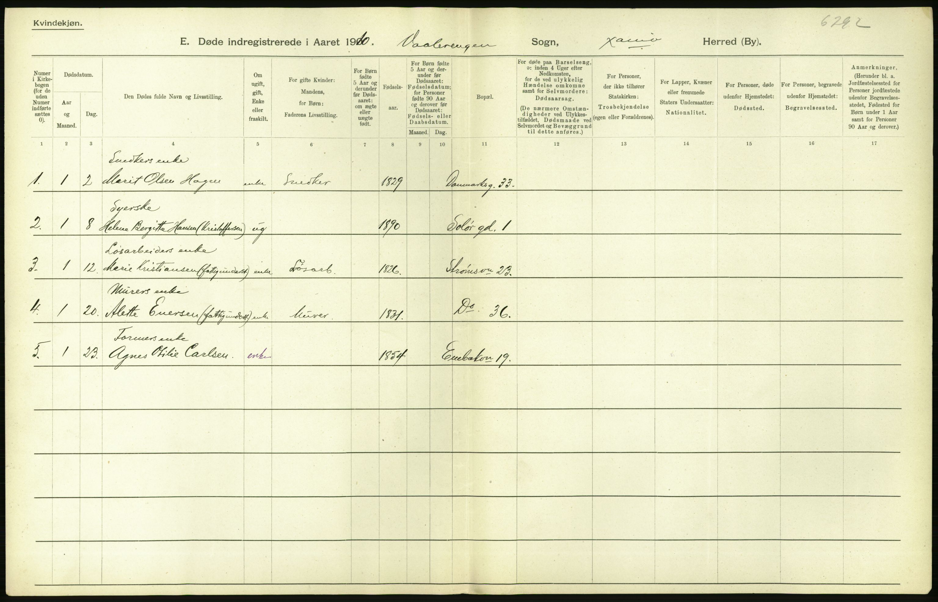 Statistisk sentralbyrå, Sosiodemografiske emner, Befolkning, RA/S-2228/D/Df/Dfa/Dfah/L0008: Kristiania: Døde, 1910, s. 108