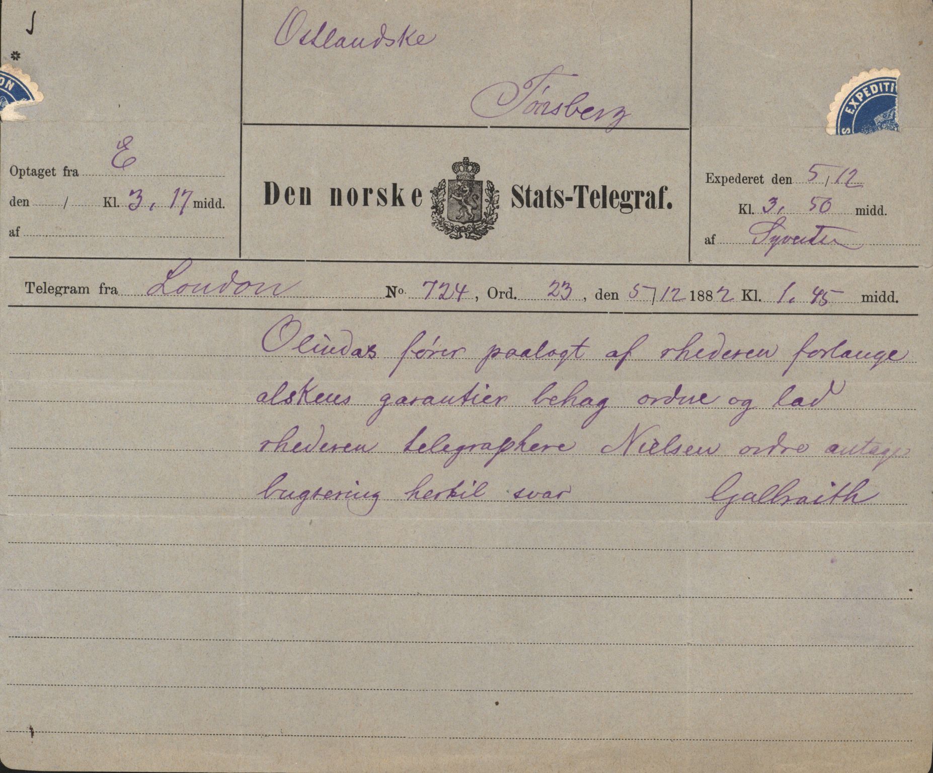 Pa 63 - Østlandske skibsassuranceforening, VEMU/A-1079/G/Ga/L0014/0009: Havaridokumenter / Peter, Olinda, Prinds Chr. August, Poseidon, 1882, s. 33