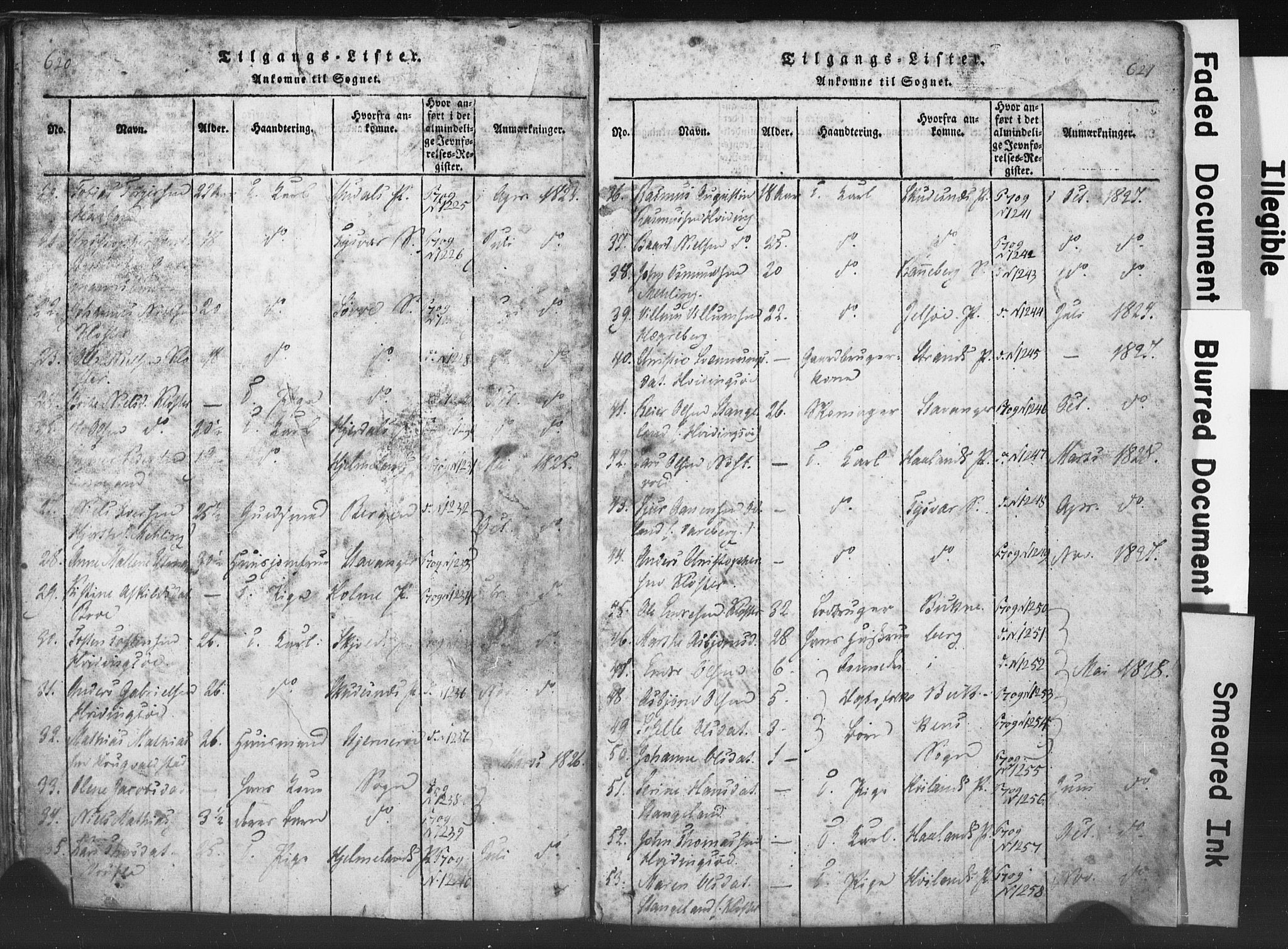 Rennesøy sokneprestkontor, AV/SAST-A -101827/H/Ha/Hab/L0001: Klokkerbok nr. B 1, 1816-1841, s. 620-621