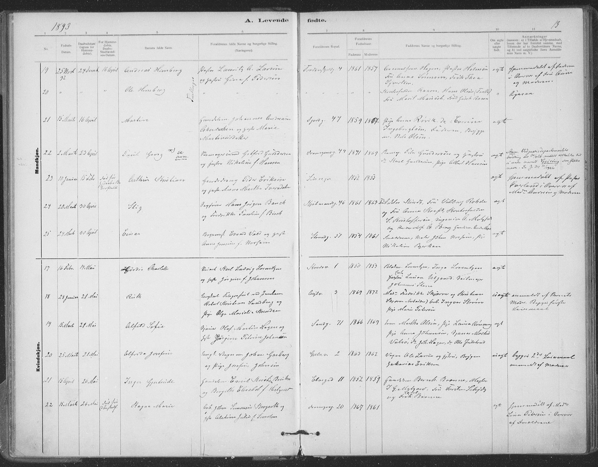 Ministerialprotokoller, klokkerbøker og fødselsregistre - Sør-Trøndelag, AV/SAT-A-1456/602/L0122: Ministerialbok nr. 602A20, 1892-1908, s. 13