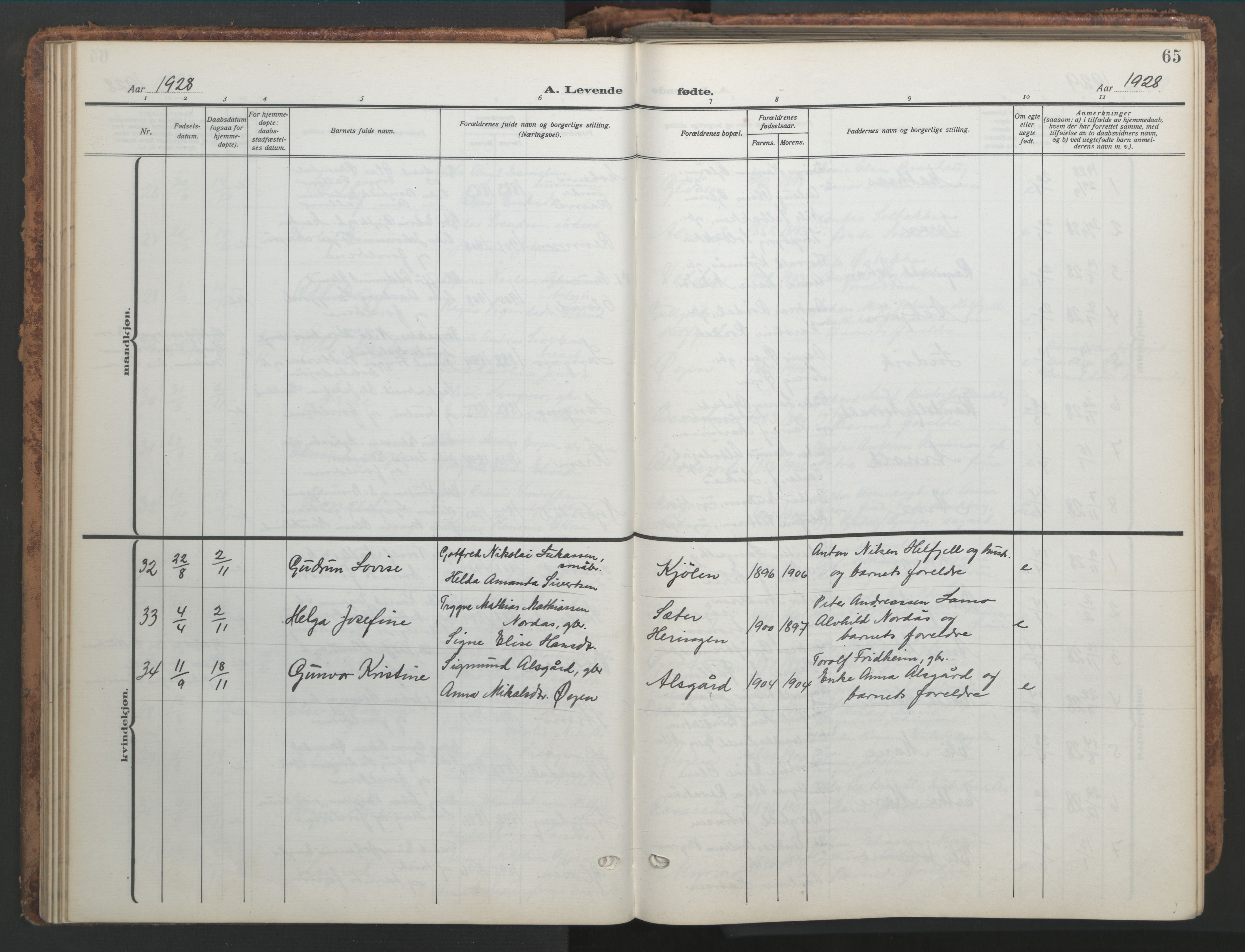 Ministerialprotokoller, klokkerbøker og fødselsregistre - Nordland, AV/SAT-A-1459/820/L0302: Klokkerbok nr. 820C04, 1917-1948, s. 65