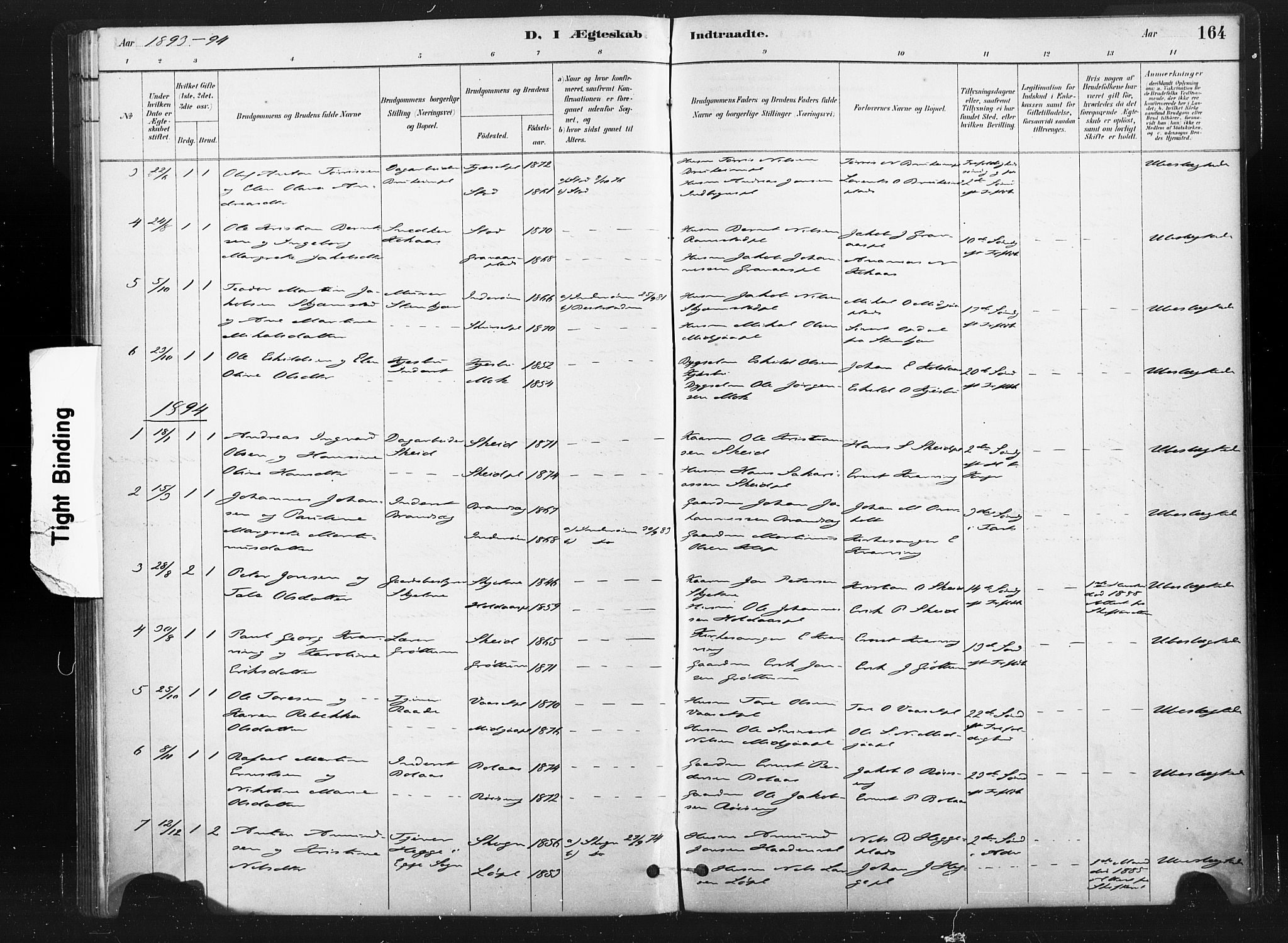 Ministerialprotokoller, klokkerbøker og fødselsregistre - Nord-Trøndelag, SAT/A-1458/736/L0361: Ministerialbok nr. 736A01, 1884-1906, s. 164
