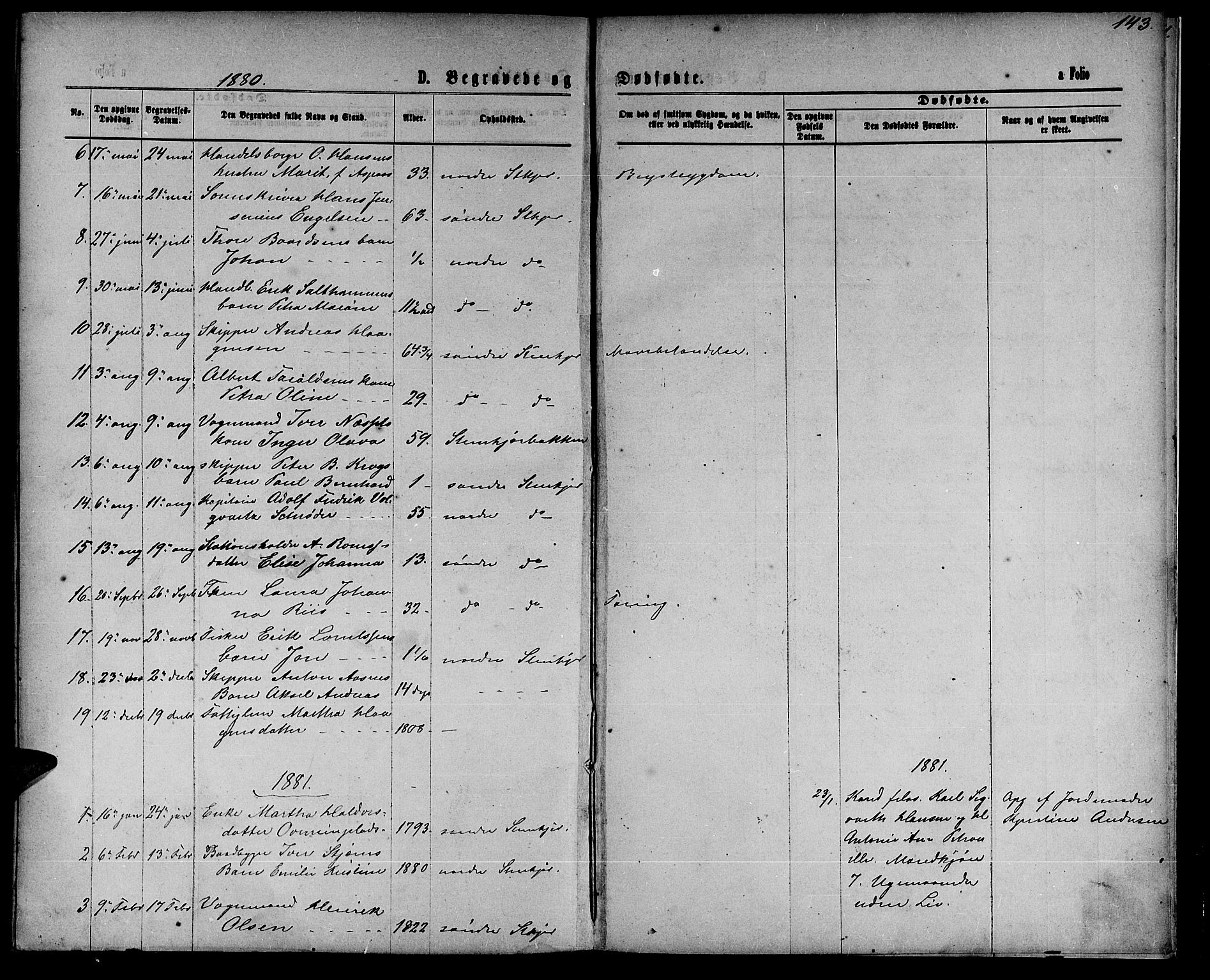 Ministerialprotokoller, klokkerbøker og fødselsregistre - Nord-Trøndelag, SAT/A-1458/739/L0373: Klokkerbok nr. 739C01, 1865-1882, s. 143