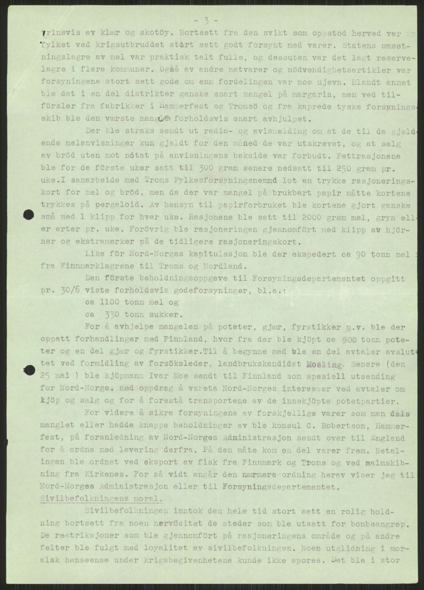 Forsvaret, Forsvarets krigshistoriske avdeling, AV/RA-RAFA-2017/Y/Ya/L0017: II-C-11-31 - Fylkesmenn.  Rapporter om krigsbegivenhetene 1940., 1940, s. 697