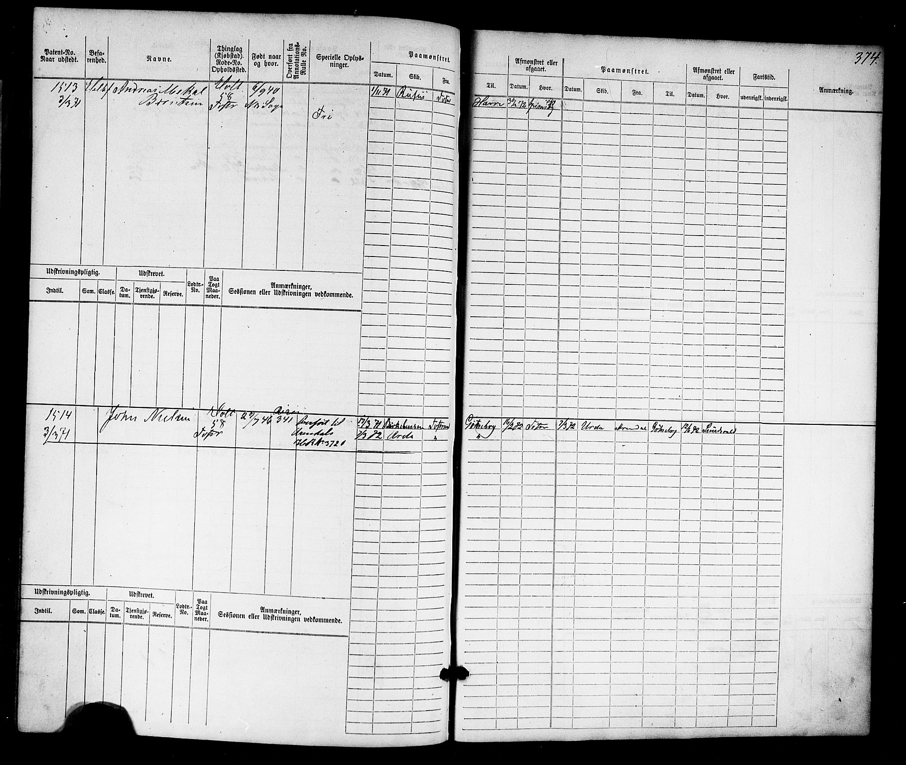 Tvedestrand mønstringskrets, AV/SAK-2031-0011/F/Fb/L0016: Hovedrulle nr 767-1532, U-32, 1869-1910, s. 386