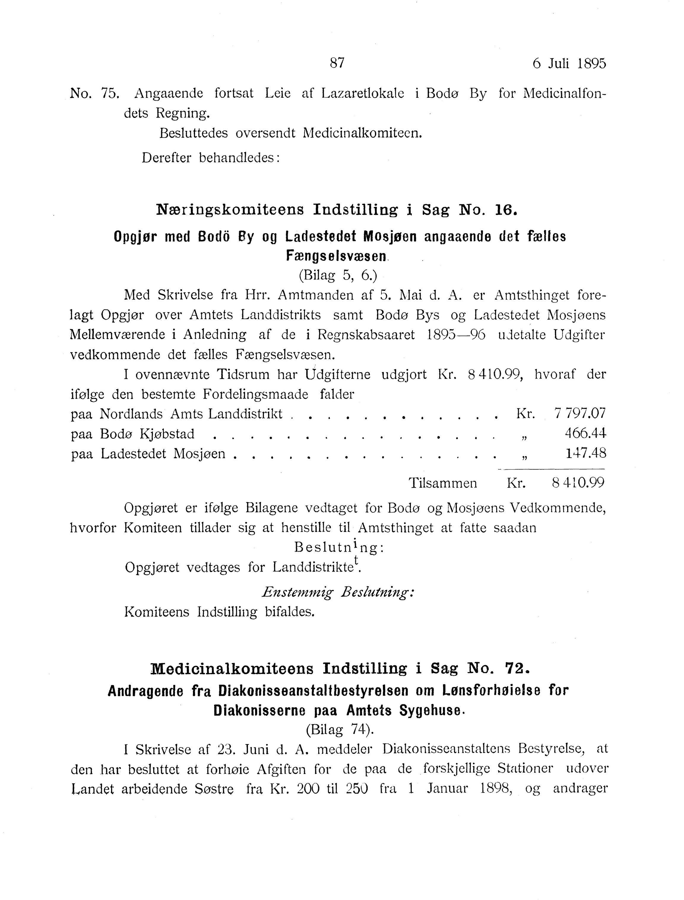 Nordland Fylkeskommune. Fylkestinget, AIN/NFK-17/176/A/Ac/L0020: Fylkestingsforhandlinger 1897, 1897