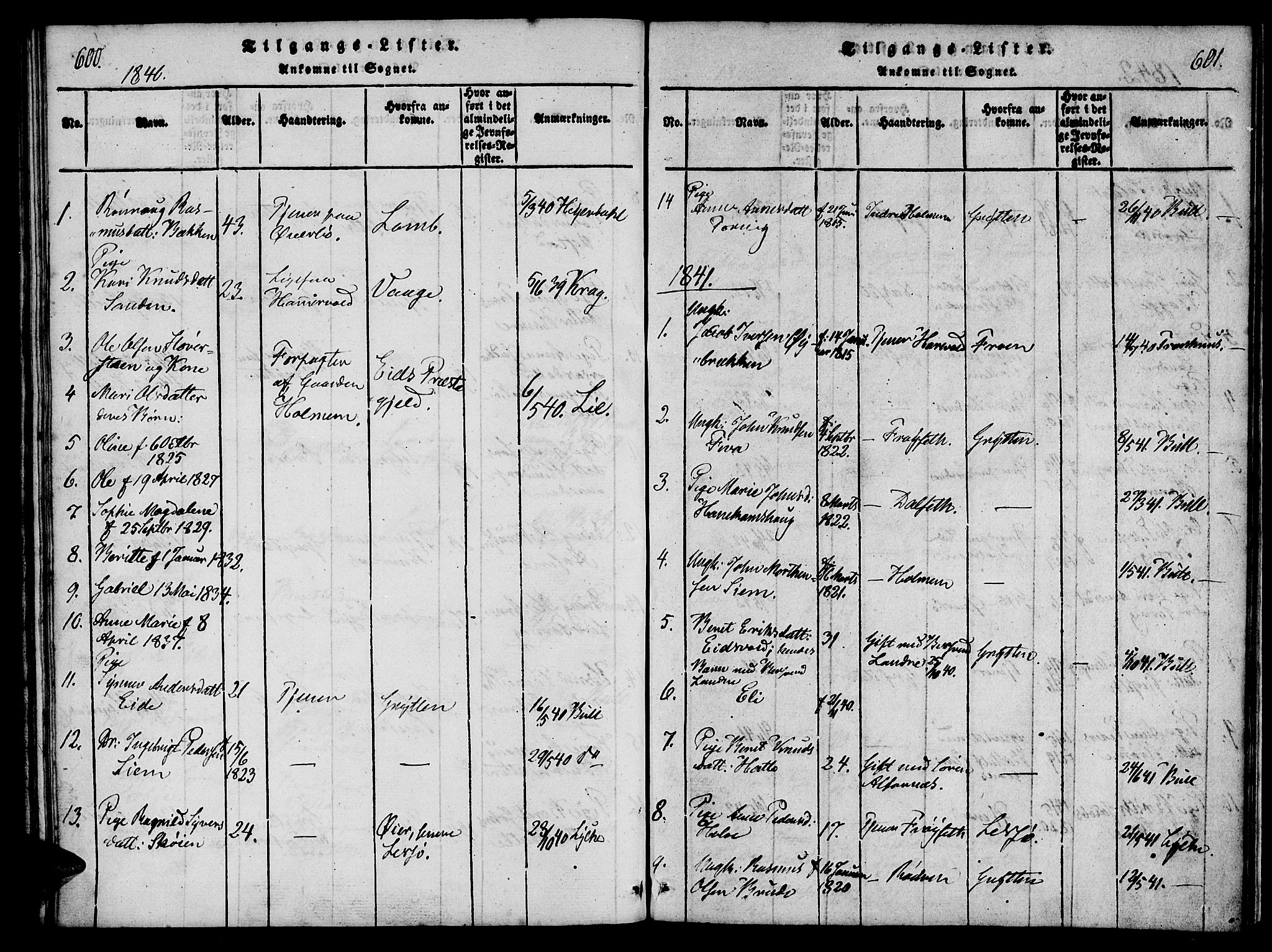 Ministerialprotokoller, klokkerbøker og fødselsregistre - Møre og Romsdal, AV/SAT-A-1454/548/L0612: Ministerialbok nr. 548A01, 1818-1846, s. 600-601