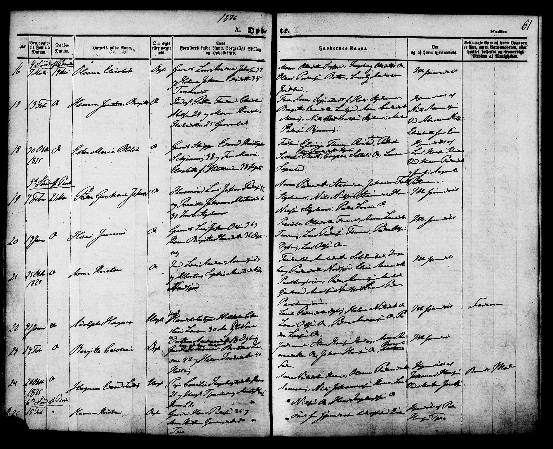 Ministerialprotokoller, klokkerbøker og fødselsregistre - Nordland, AV/SAT-A-1459/853/L0771: Ministerialbok nr. 853A10, 1870-1881, s. 61