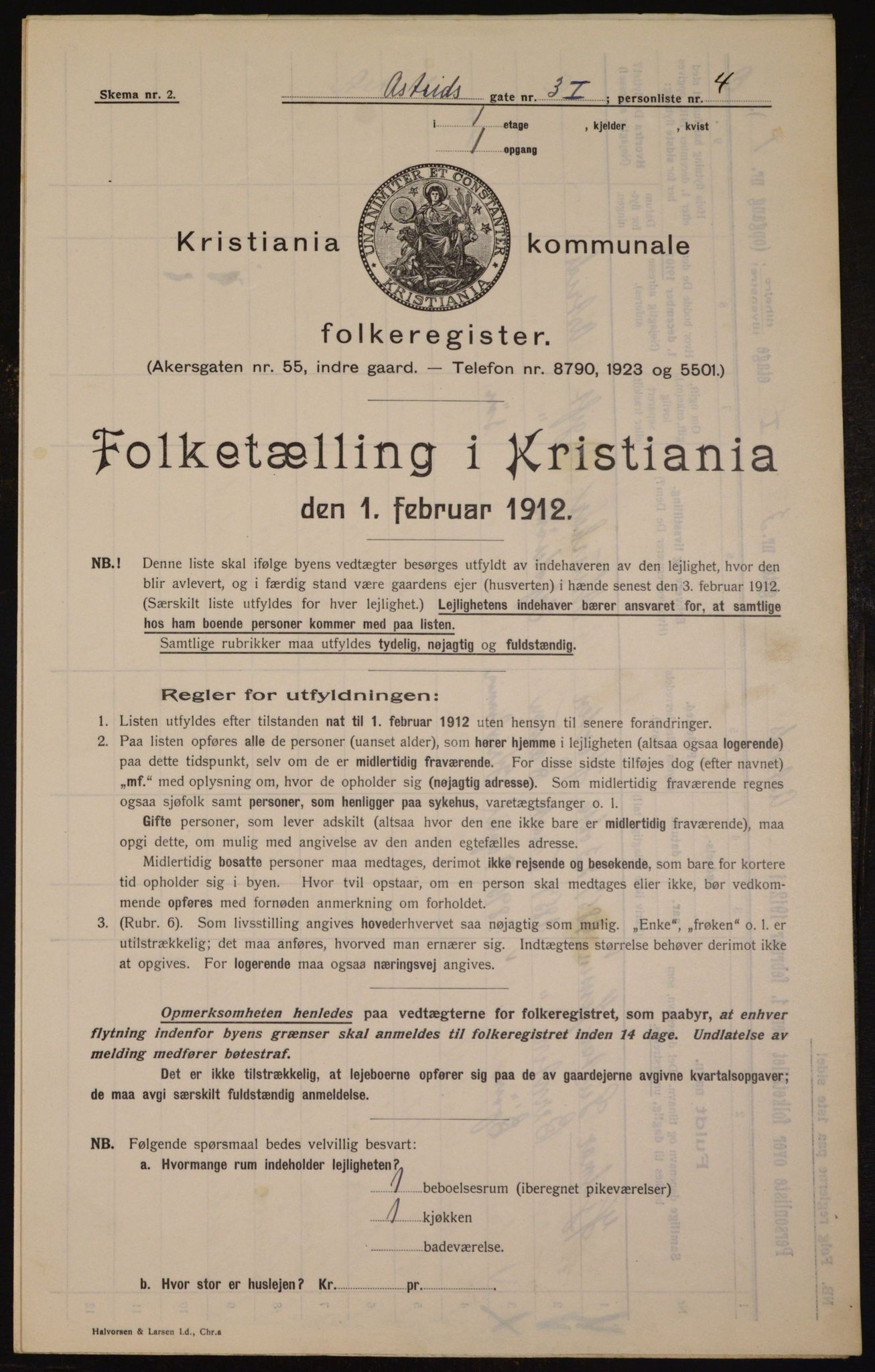 OBA, Kommunal folketelling 1.2.1912 for Kristiania, 1912, s. 17011