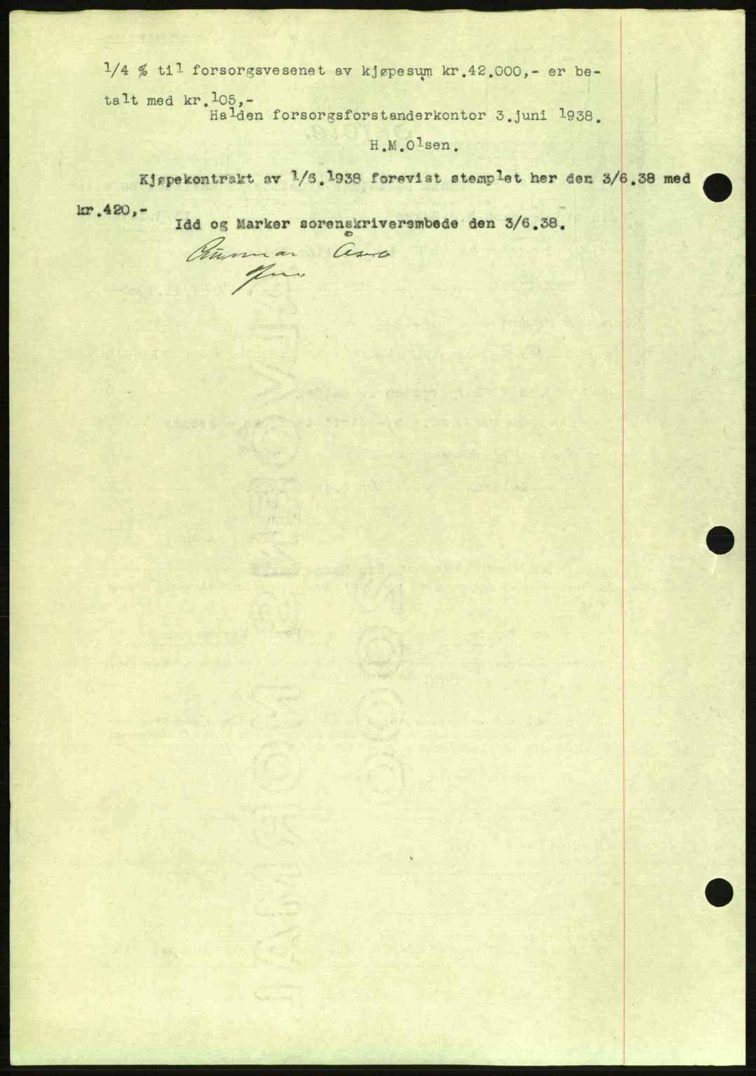 Idd og Marker sorenskriveri, AV/SAO-A-10283/G/Gb/Gbb/L0002: Pantebok nr. A2, 1937-1938, Dagboknr: 619/1938