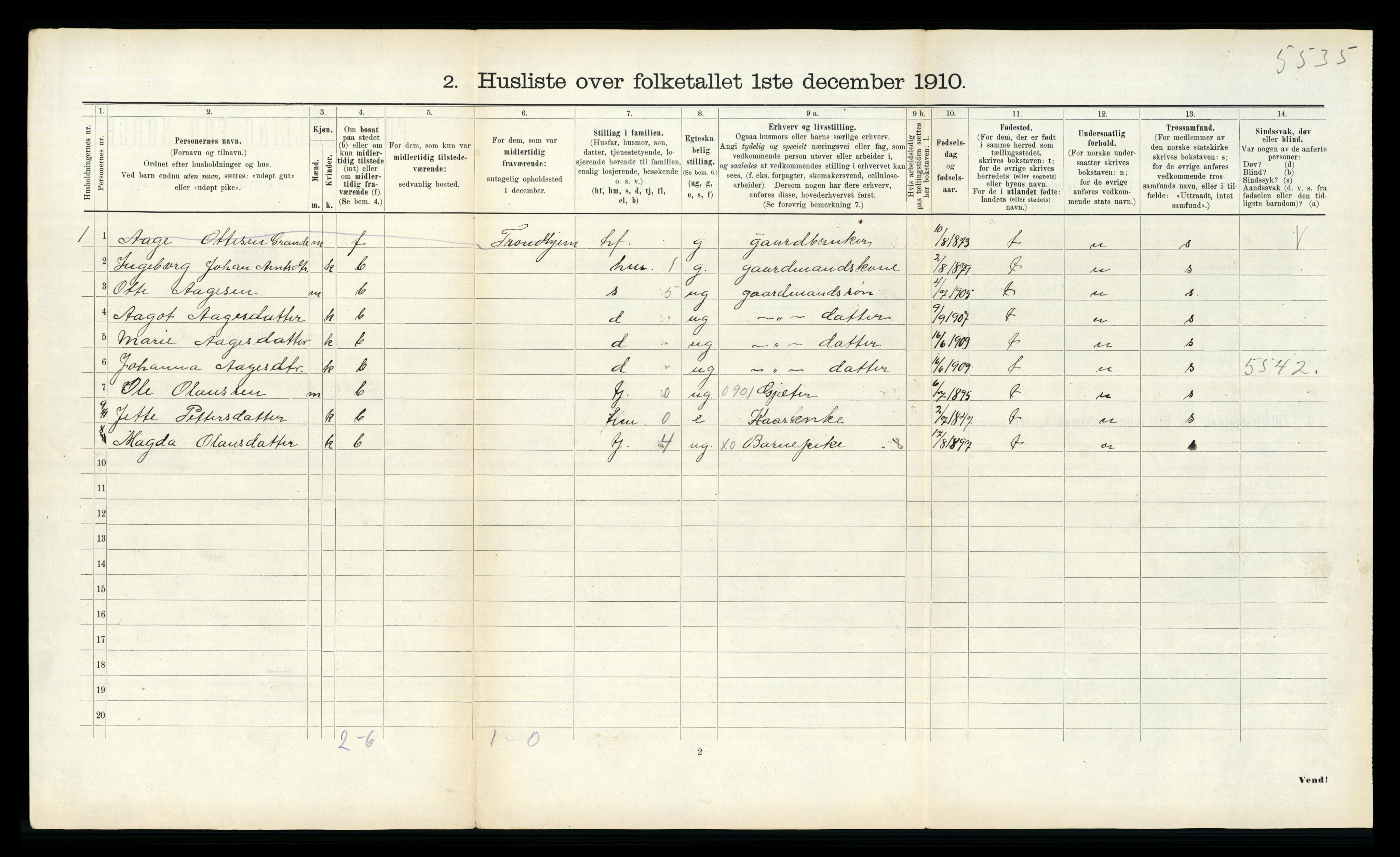 RA, Folketelling 1910 for 1718 Leksvik herred, 1910, s. 701