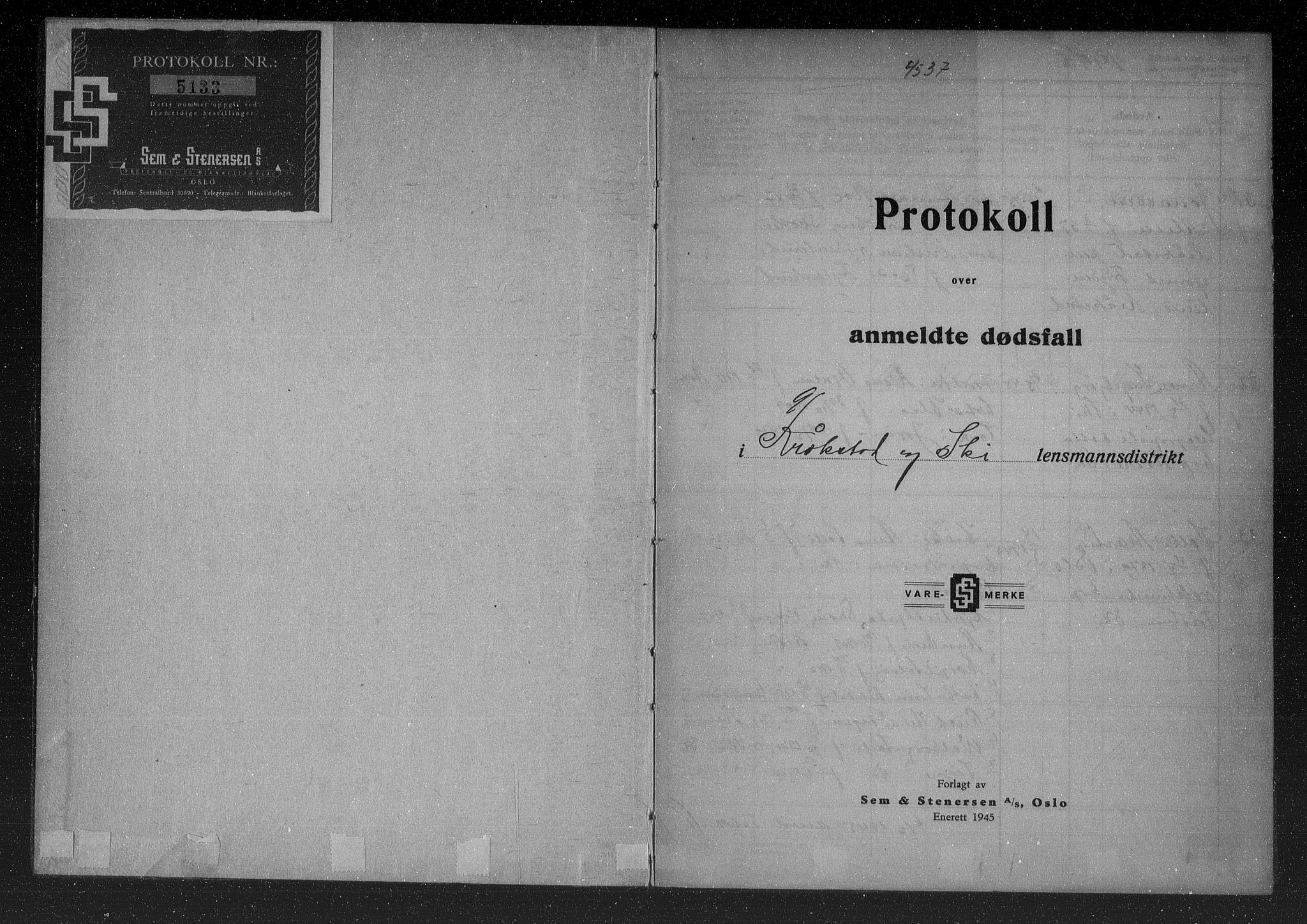 Ski lensmannskontor, SAO/A-10109/H/Ha/Haa/L0004: Dødsfallsprotokoll, 1945-1949