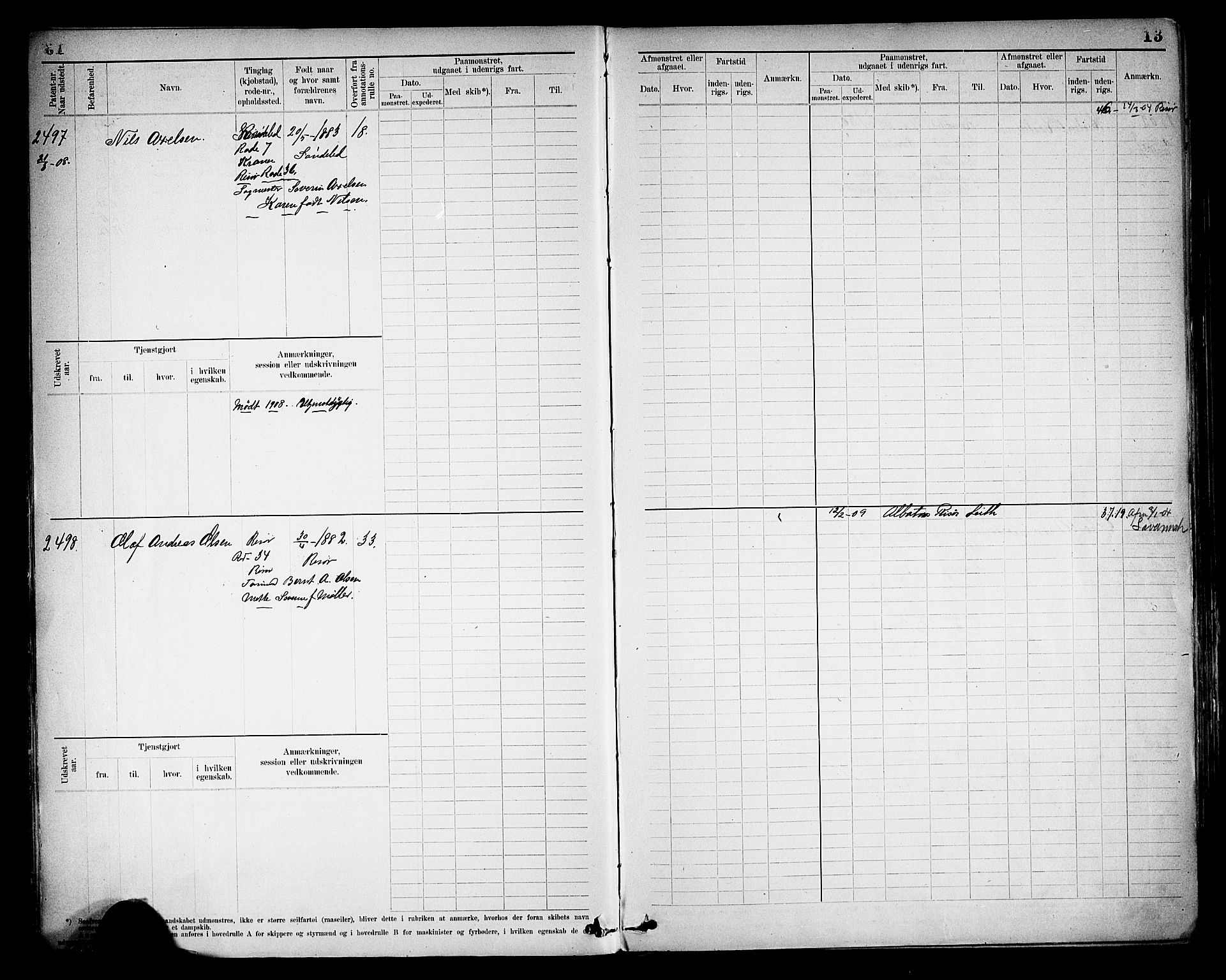 Risør mønstringskrets, AV/SAK-2031-0010/F/Fb/L0013: Hovedrulle nr 2475-3063, T-12, 1904-1928, s. 16