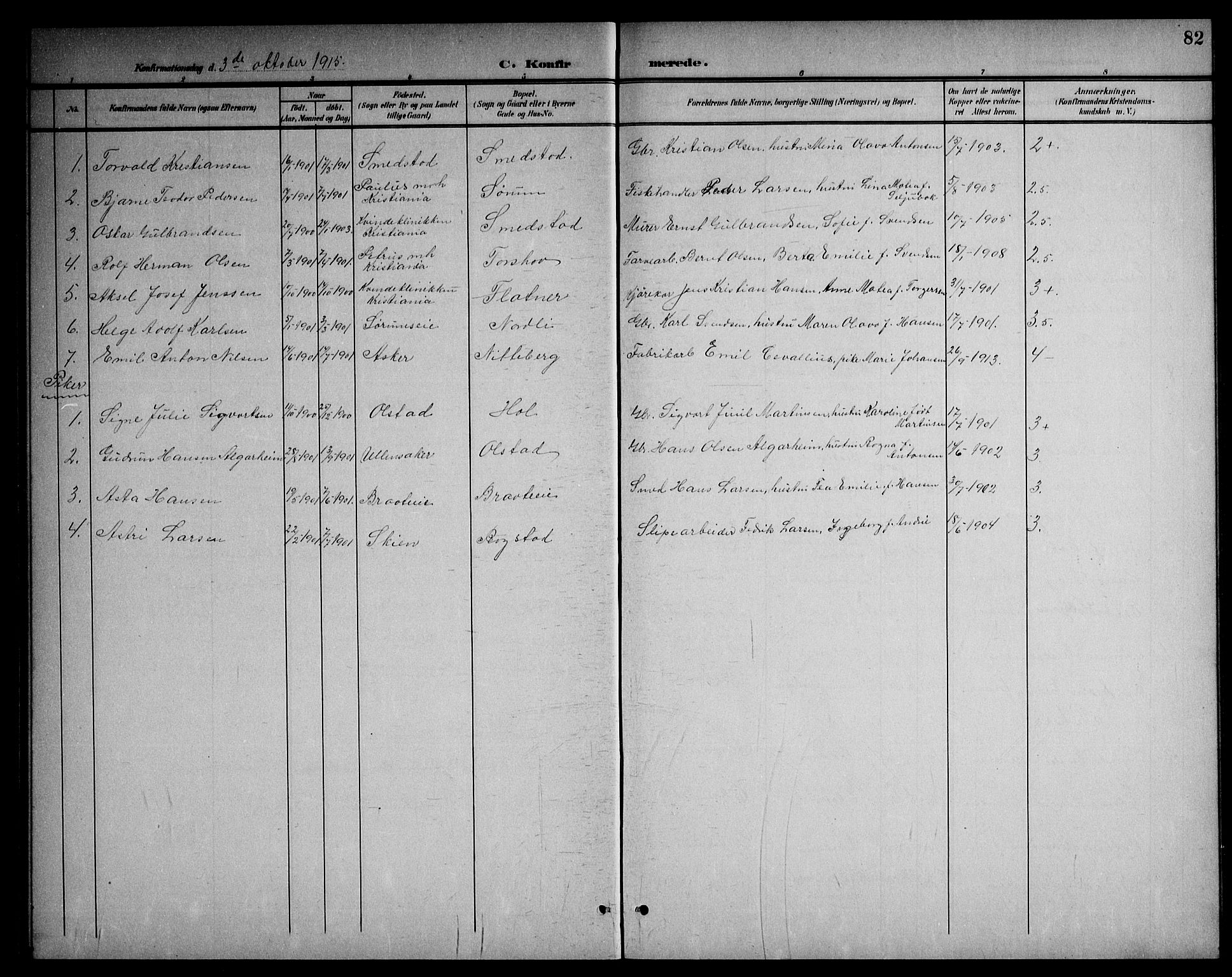 Gjerdrum prestekontor Kirkebøker, AV/SAO-A-10412b/G/Ga/L0006: Klokkerbok nr. I 6, 1901-1945, s. 82