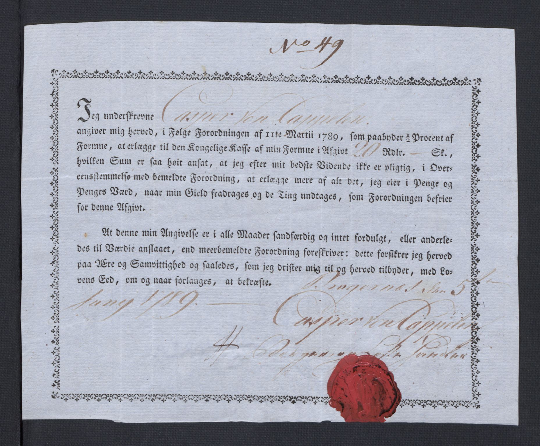 Rentekammeret inntil 1814, Reviderte regnskaper, Mindre regnskaper, AV/RA-EA-4068/Rf/Rfe/L0004: Bragernes. Buskerud fogderi, 1789, s. 123