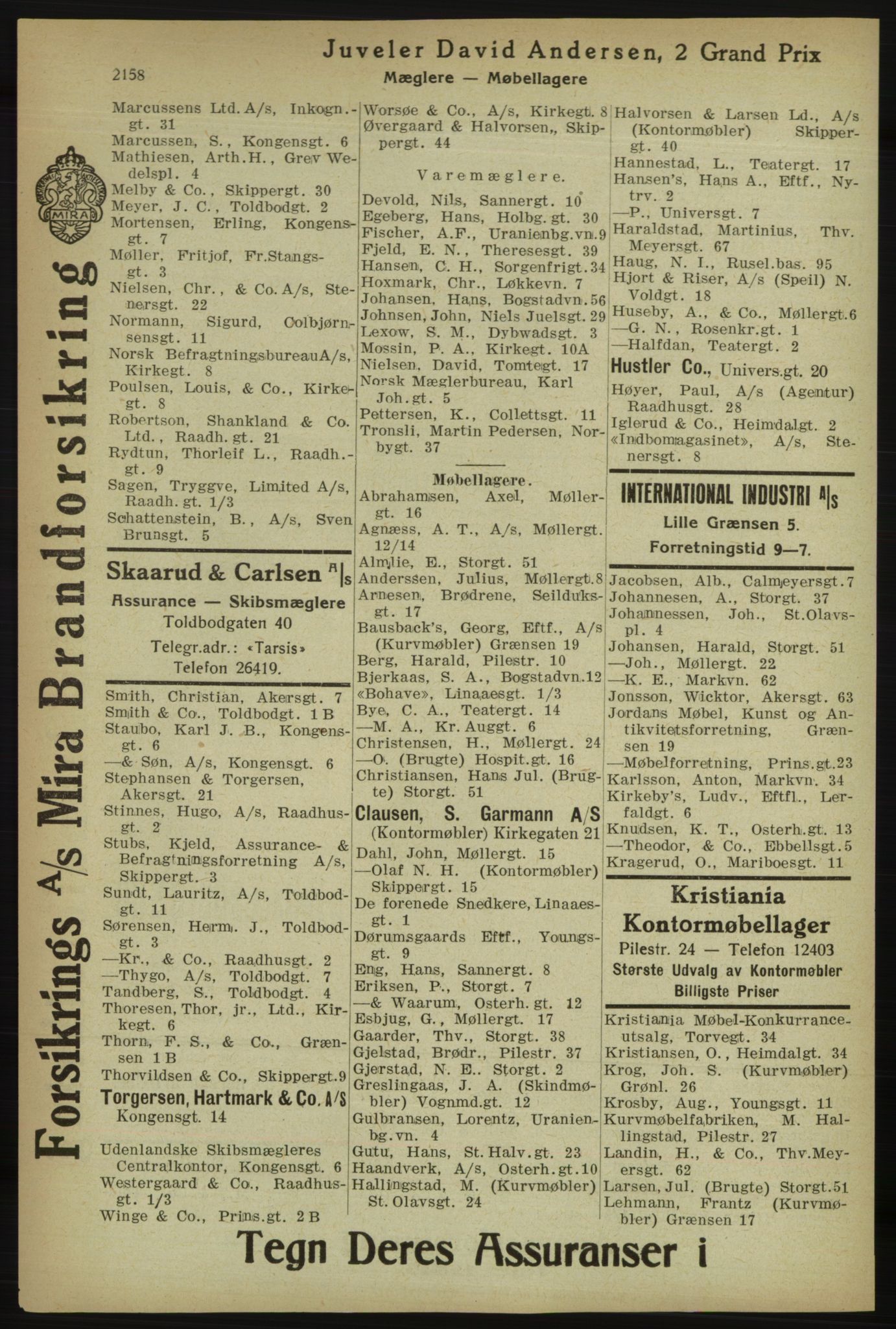 Kristiania/Oslo adressebok, PUBL/-, 1918, s. 2311