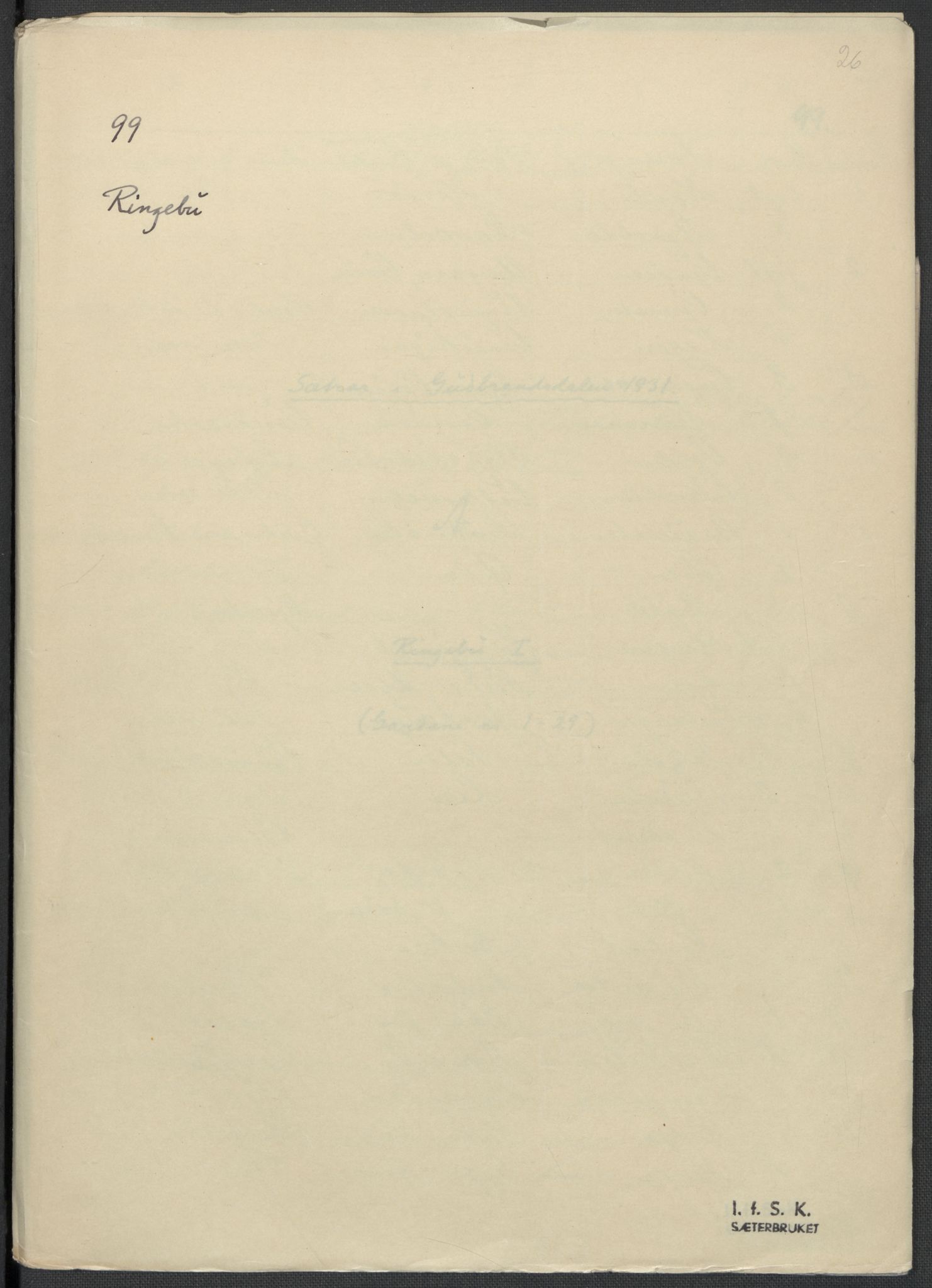 Instituttet for sammenlignende kulturforskning, AV/RA-PA-0424/F/Fc/L0004/0002: Eske B4: / Oppland (perm VIII), 1935-1937, s. 26