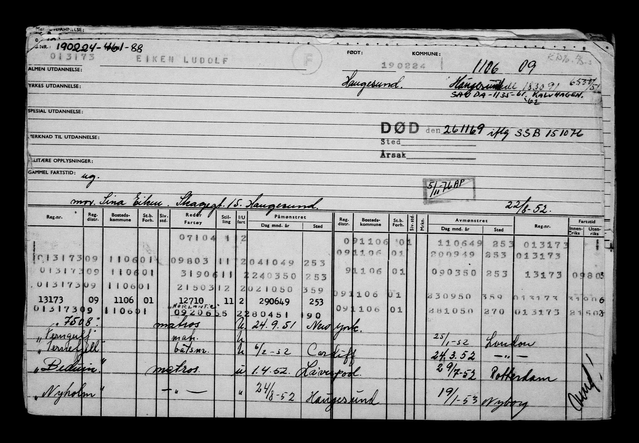 Direktoratet for sjømenn, AV/RA-S-3545/G/Gb/L0228: Hovedkort, 1924, s. 127