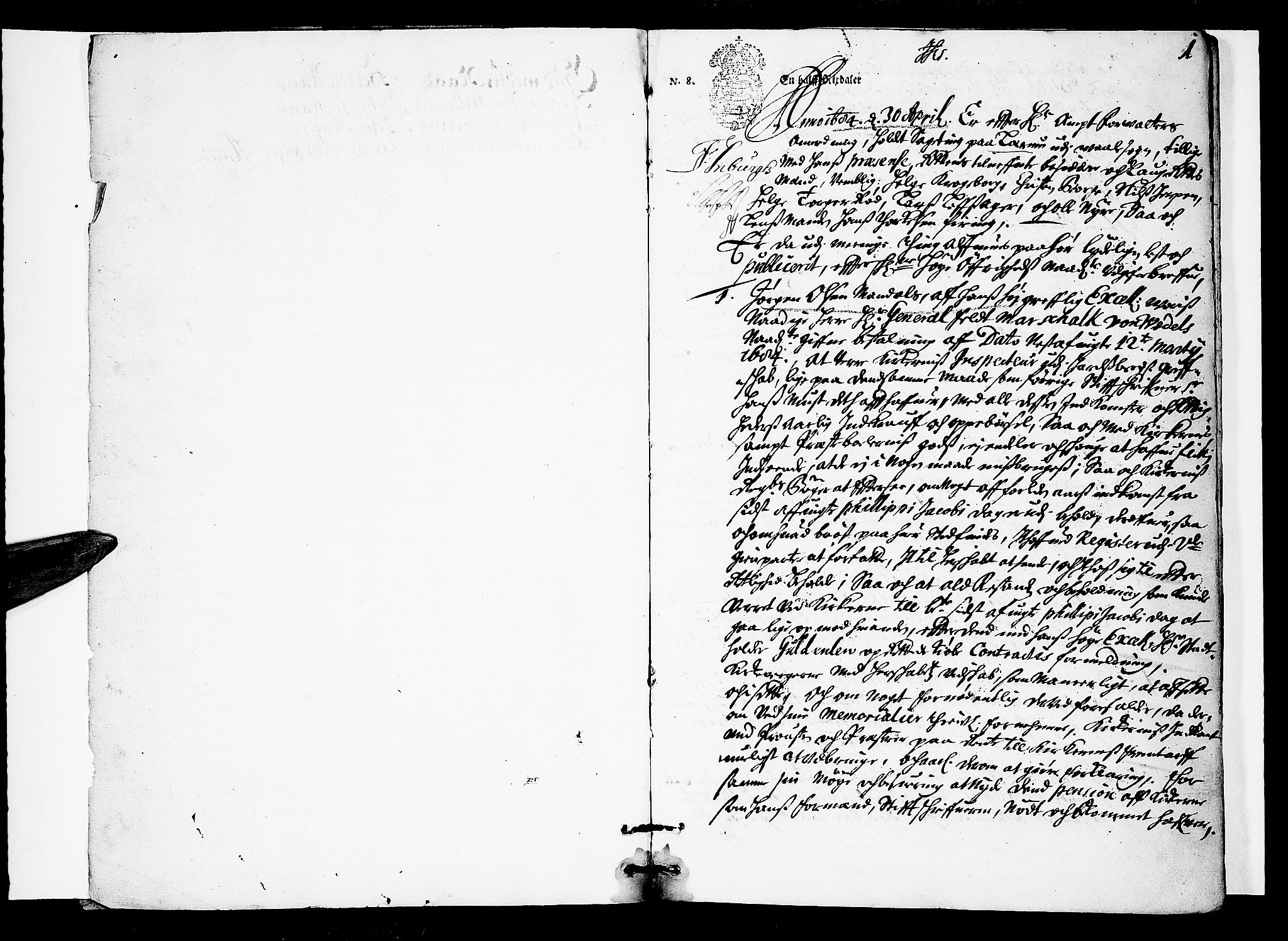 Nordre Jarlsberg sorenskriveri, SAKO/A-80/F/Fa/Faa/L0002: Tingbok, 1684-1685, s. 1
