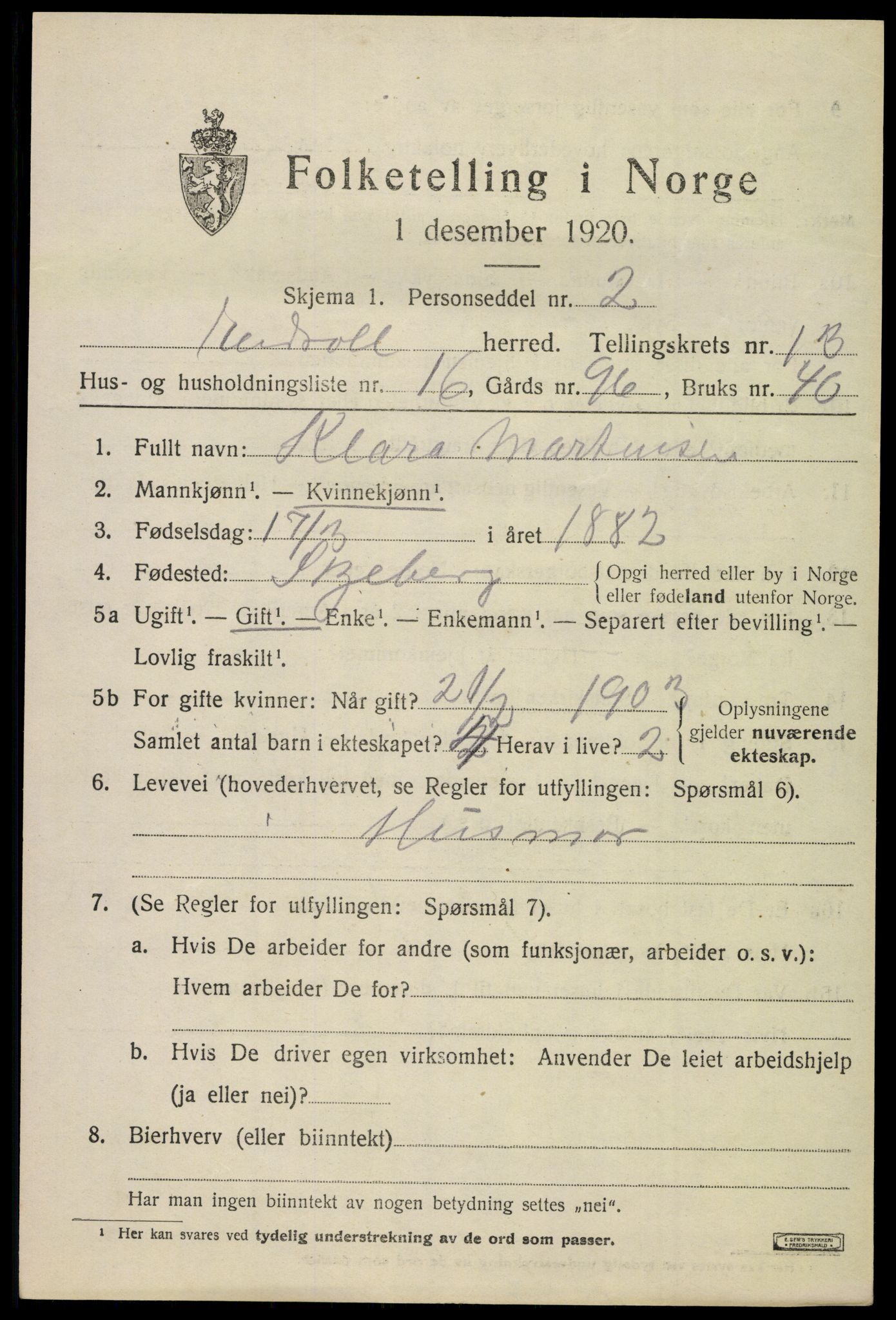 SAO, Folketelling 1920 for 0237 Eidsvoll herred, 1920, s. 20143