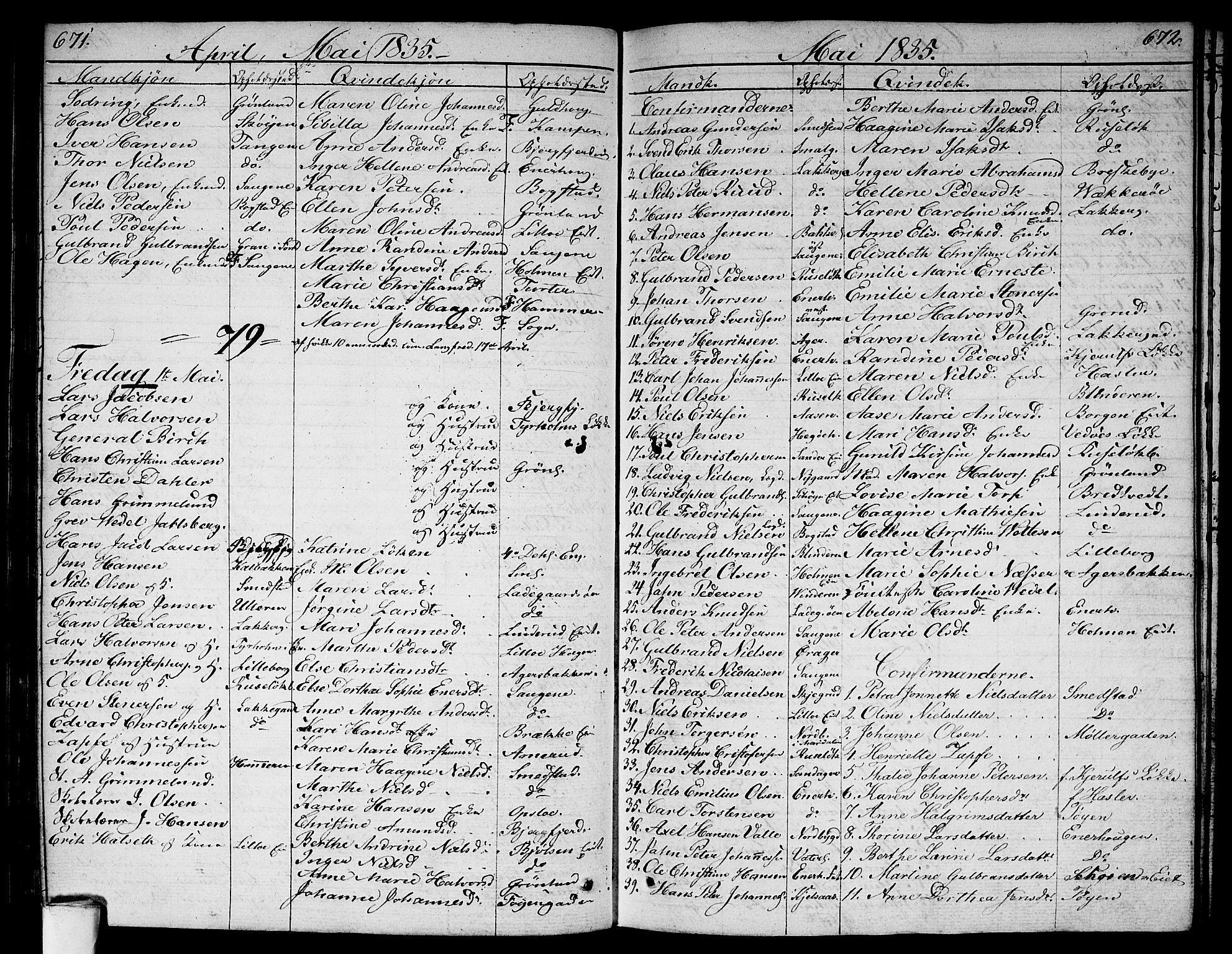 Aker prestekontor kirkebøker, AV/SAO-A-10861/G/L0003: Klokkerbok nr. 3, 1819-1836, s. 671-672