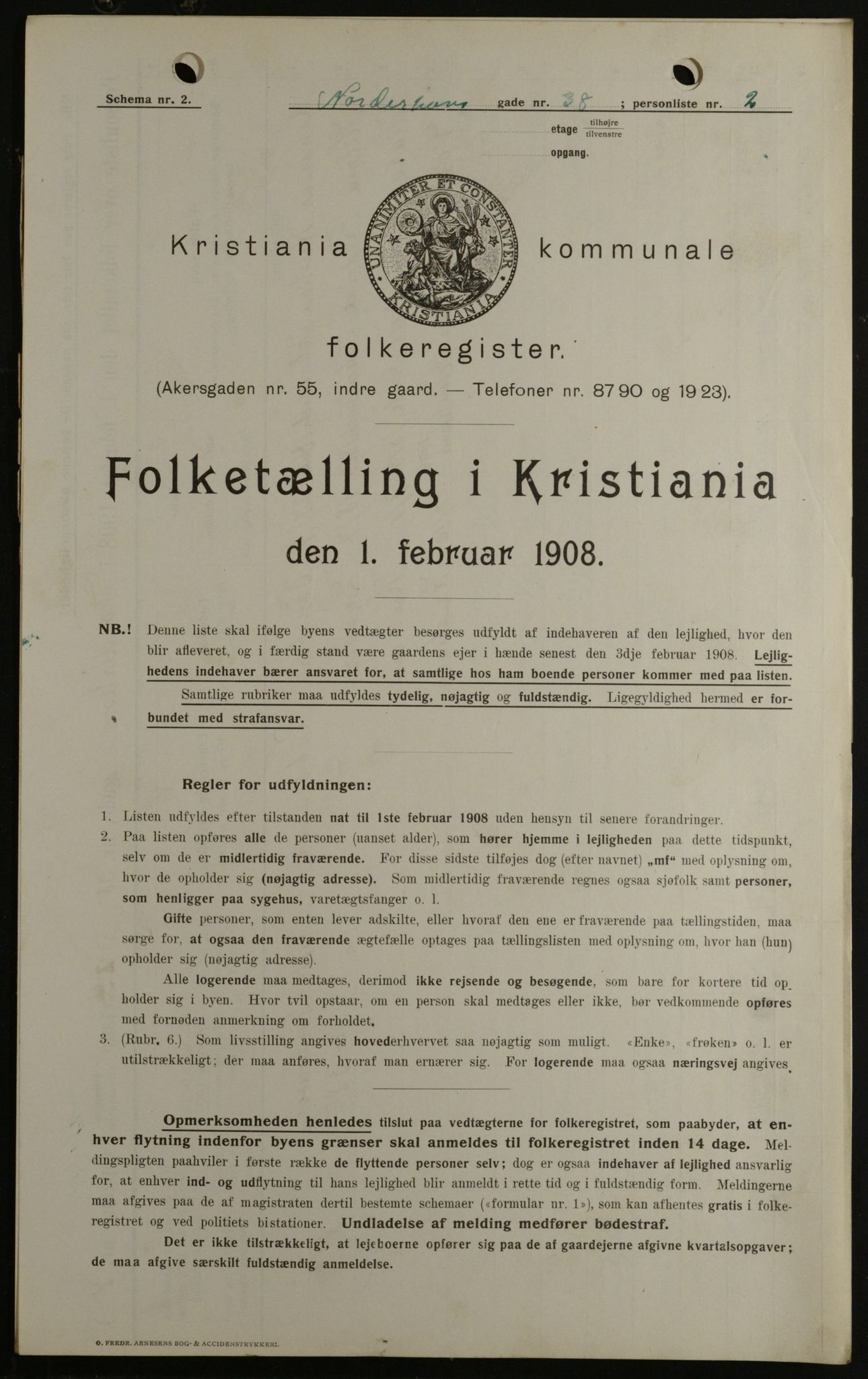 OBA, Kommunal folketelling 1.2.1908 for Kristiania kjøpstad, 1908, s. 65610