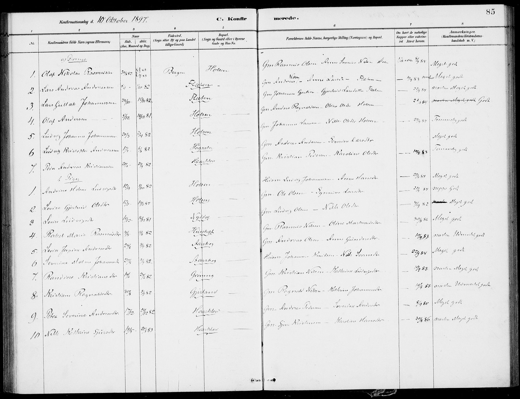 Førde sokneprestembete, AV/SAB-A-79901/H/Haa/Haac/L0001: Ministerialbok nr. C  1, 1881-1920, s. 85