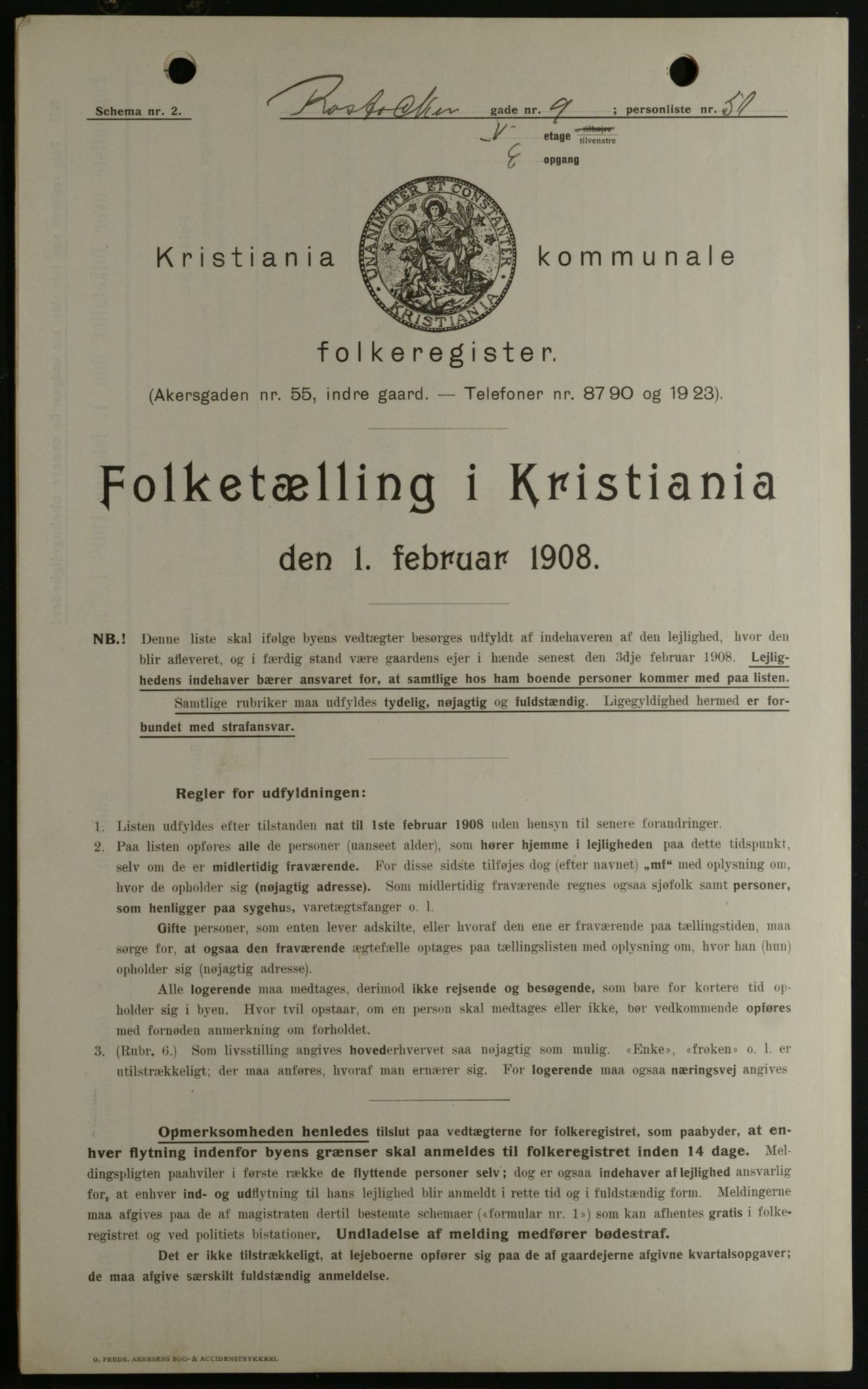 OBA, Kommunal folketelling 1.2.1908 for Kristiania kjøpstad, 1908, s. 76088