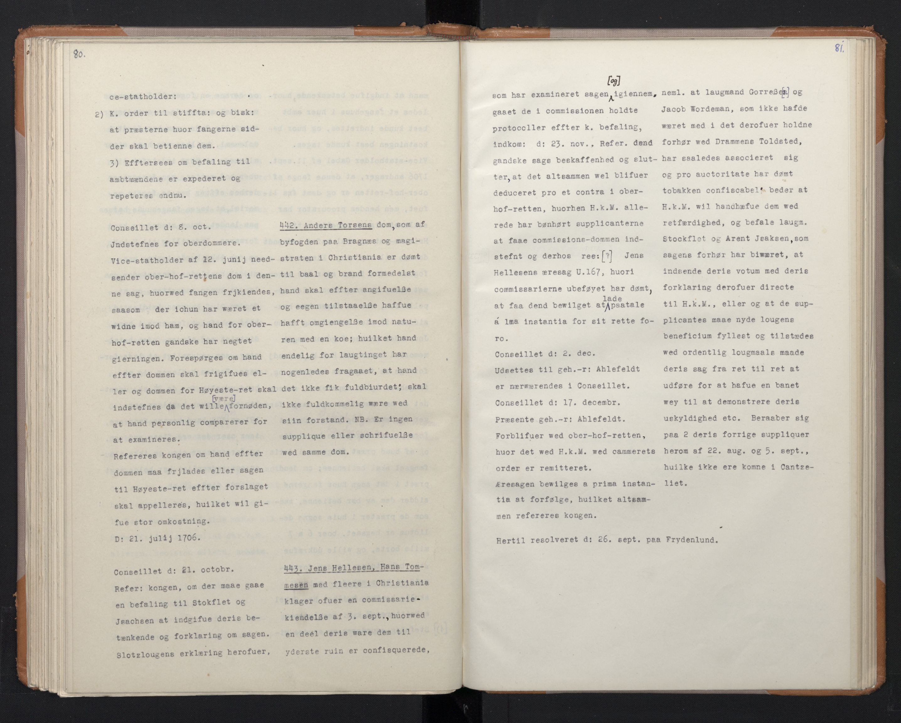 Avskriftsamlingen, RA/EA-4022/F/Fa/L0073: Supplikker, 1705, s. 130