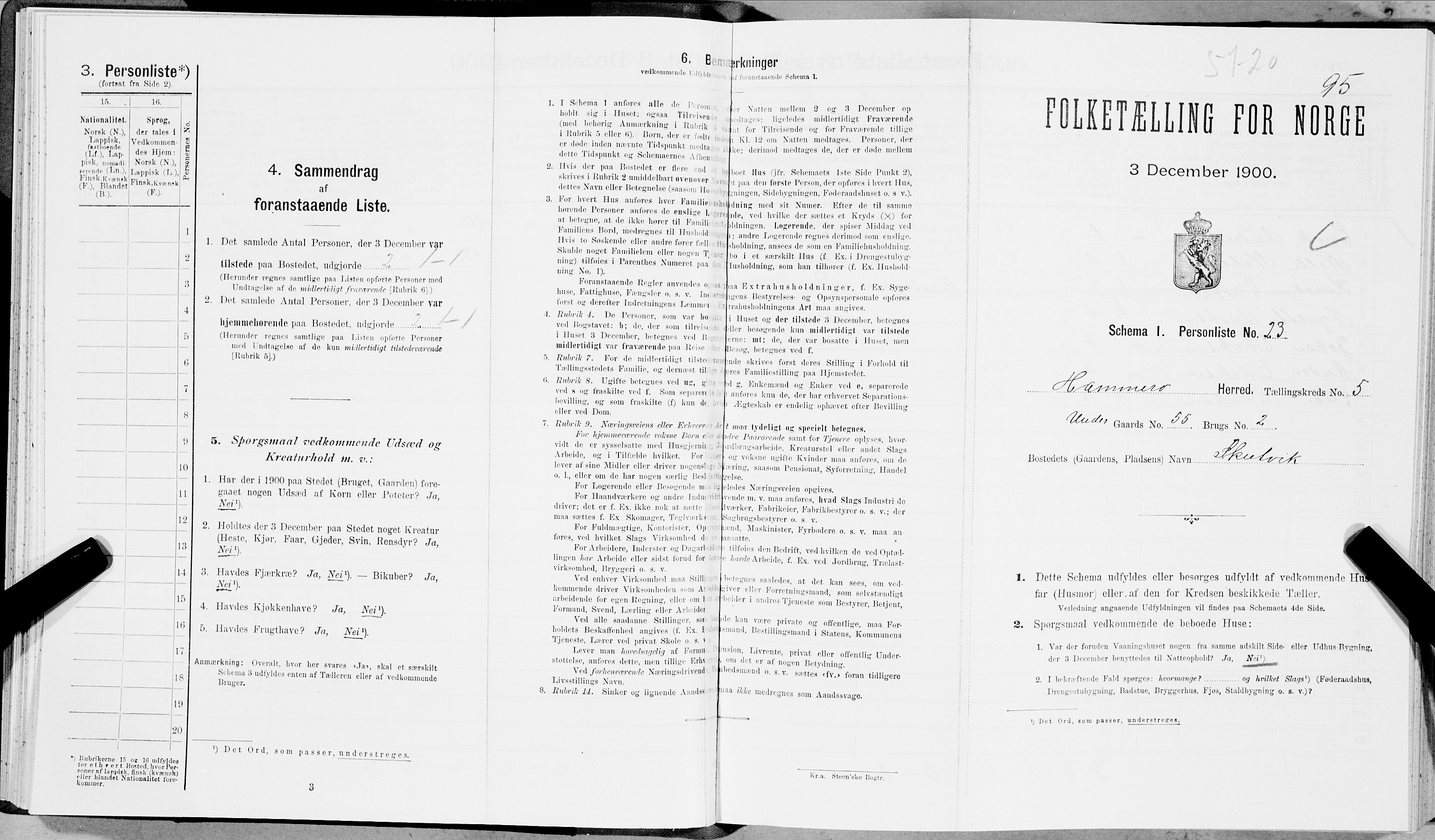SAT, Folketelling 1900 for 1849 Hamarøy herred, 1900, s. 584
