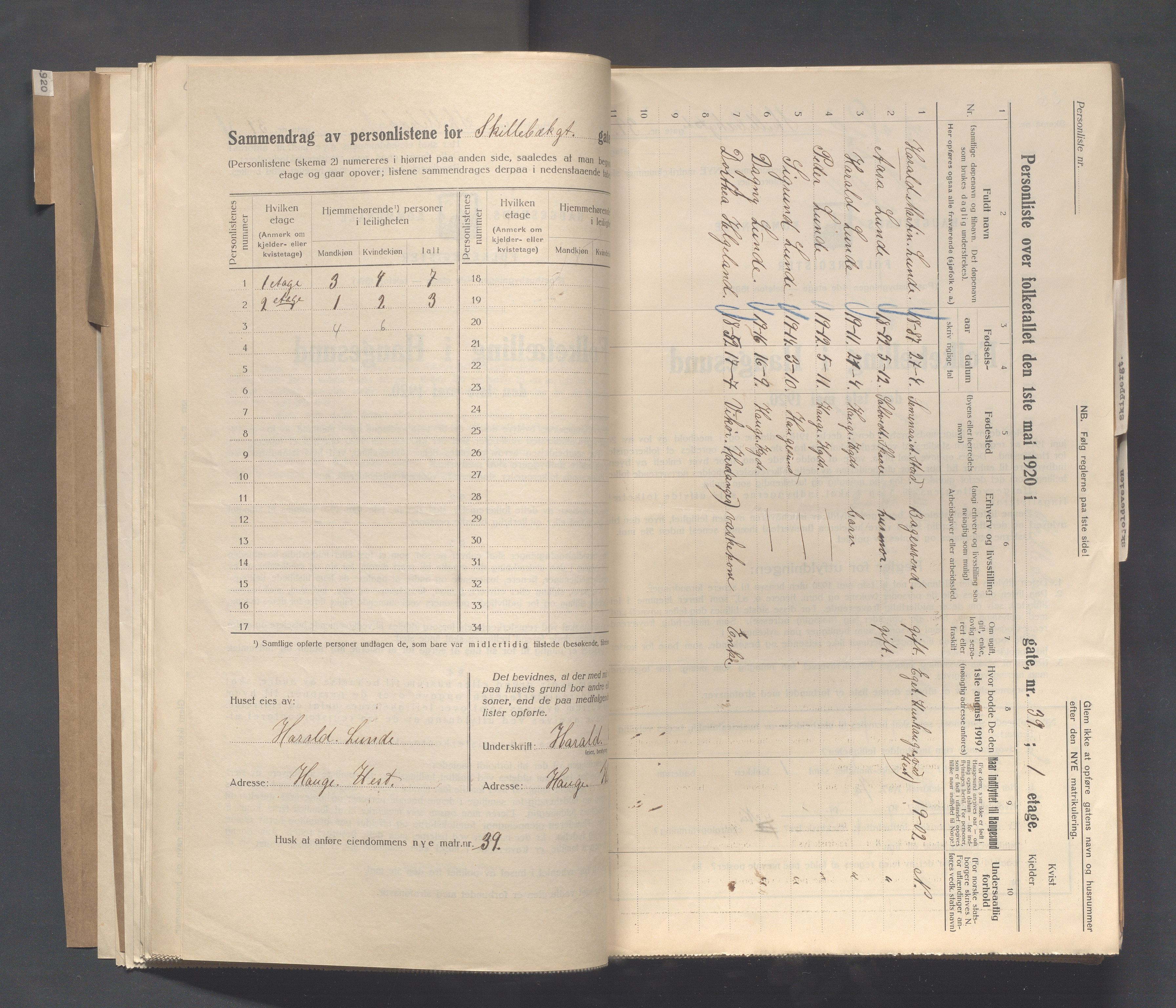 IKAR, Kommunal folketelling 1.5.1920 for Haugesund, 1920, s. 3751