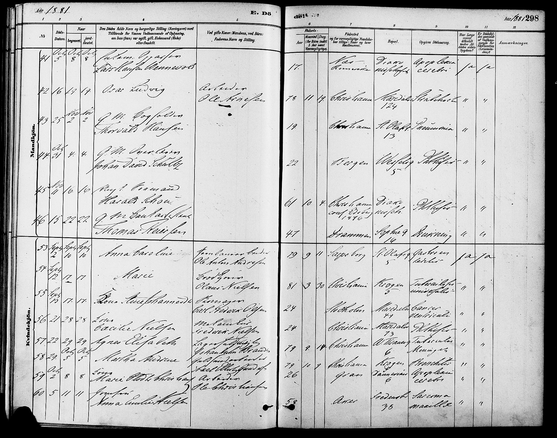 Gamle Aker prestekontor Kirkebøker, SAO/A-10617a/F/L0006: Ministerialbok nr. 6, 1880-1887, s. 298