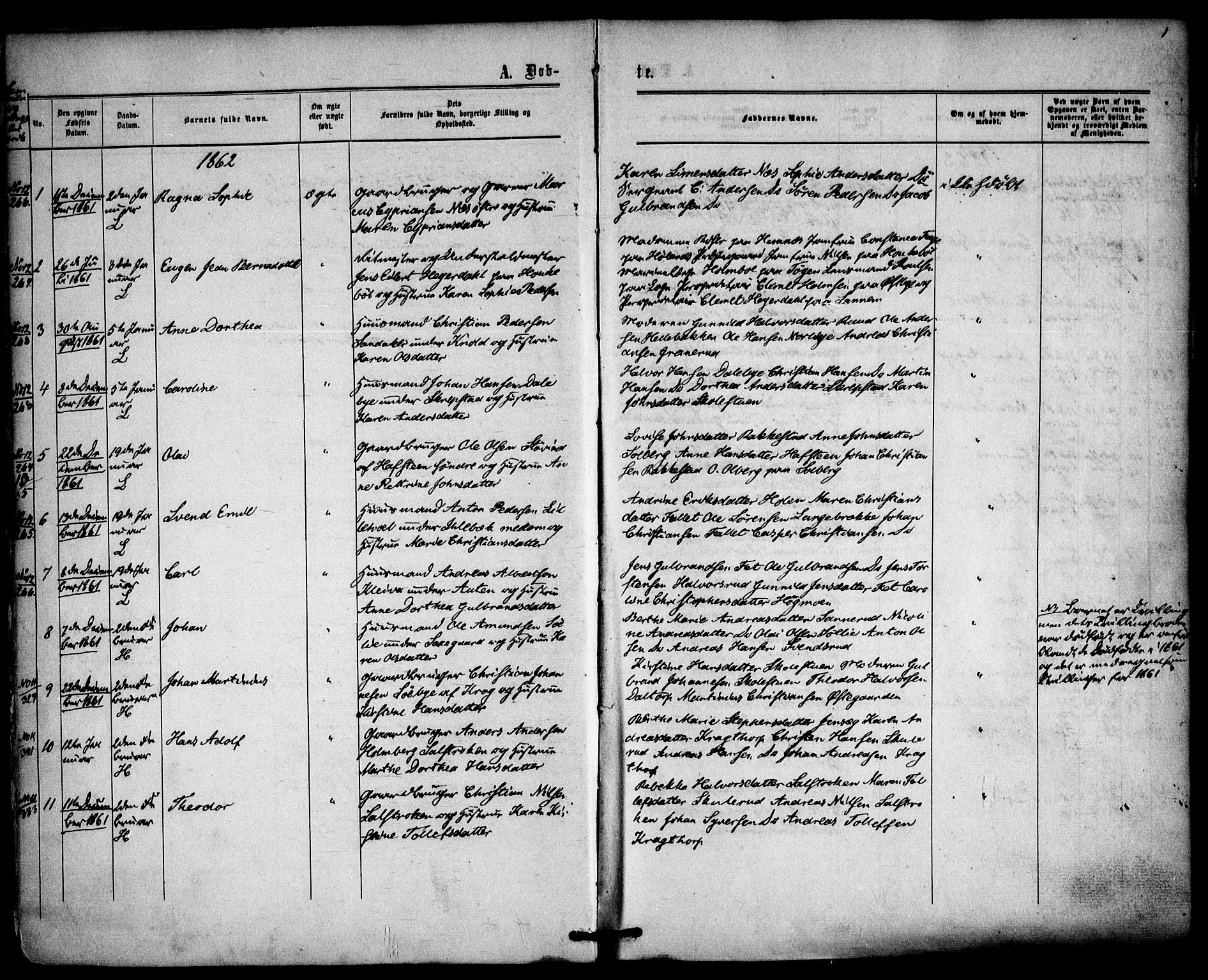 Høland prestekontor Kirkebøker, SAO/A-10346a/F/Fa/L0011: Ministerialbok nr. I 11, 1862-1869, s. 1