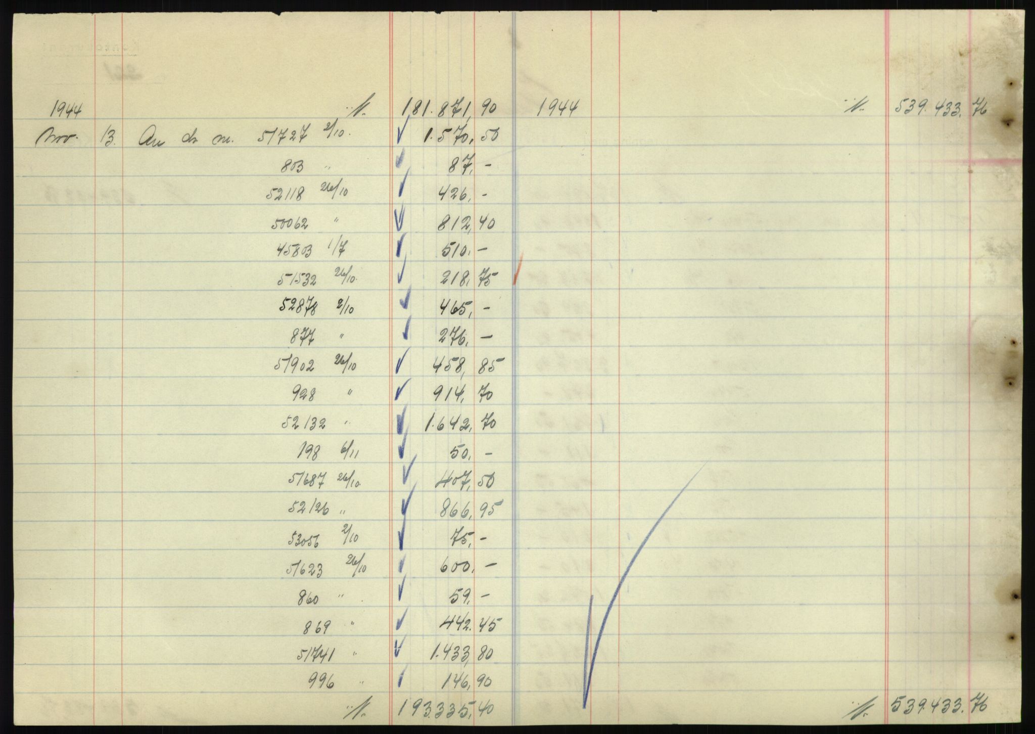 Forsvarsdepartementet, 10. kontor / Oppgjørskontoret, AV/RA-RAFA-1225/D/Db/L0180: Lista oppgjørskontor, 1942-1952, s. 1894