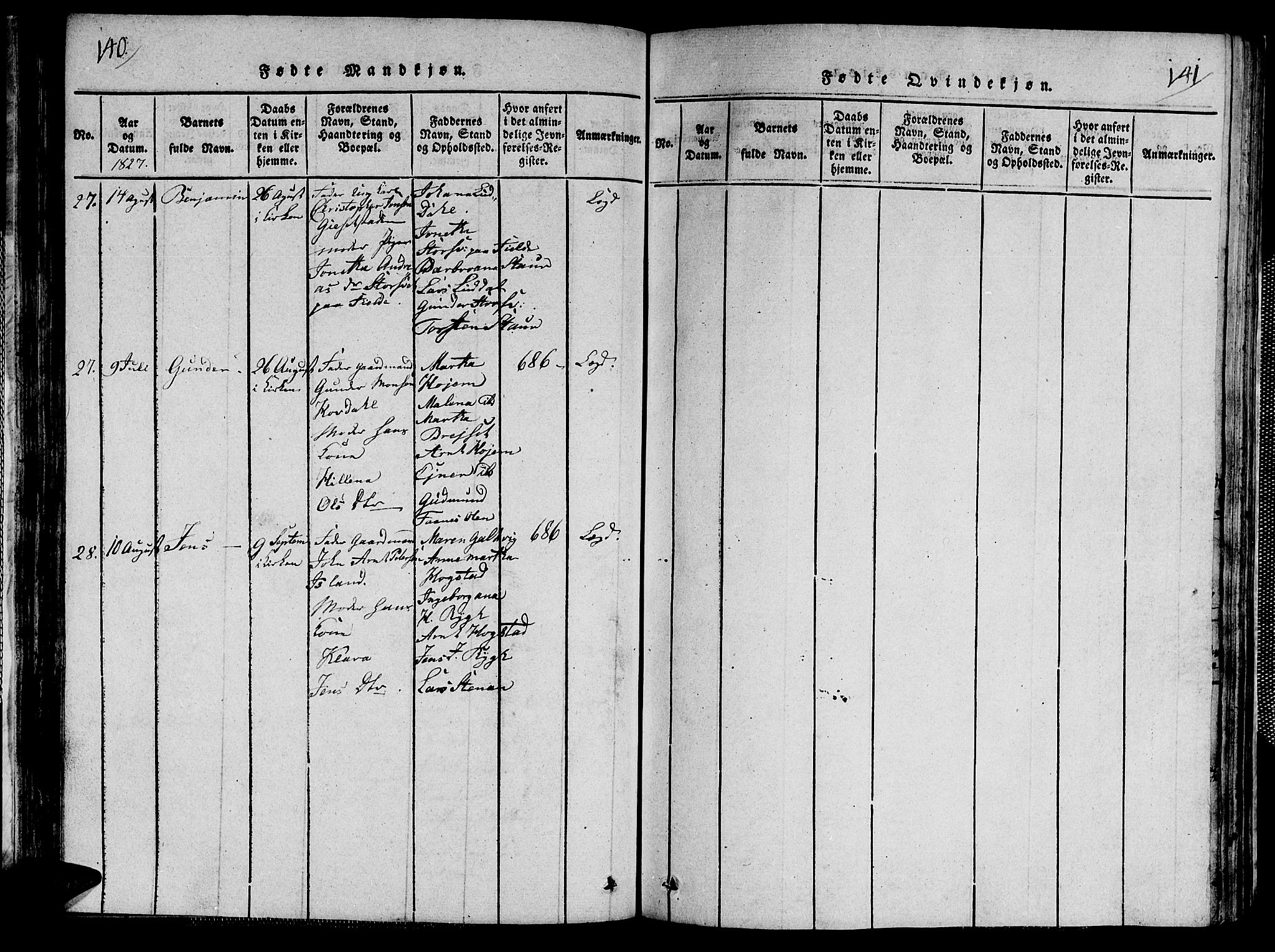 Ministerialprotokoller, klokkerbøker og fødselsregistre - Nord-Trøndelag, SAT/A-1458/713/L0124: Klokkerbok nr. 713C01, 1817-1827, s. 140-141