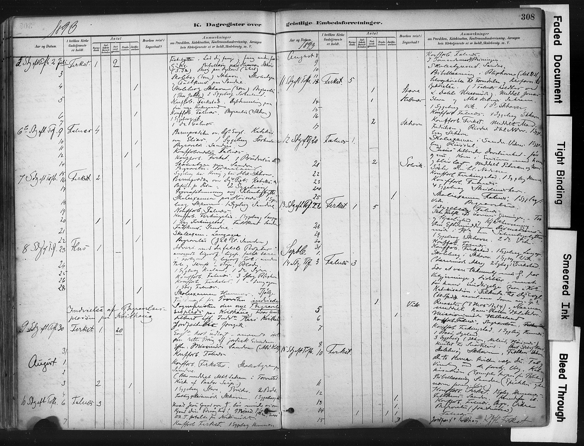 Skudenes sokneprestkontor, AV/SAST-A -101849/H/Ha/Haa/L0009: Ministerialbok nr. A 6, 1882-1912, s. 308