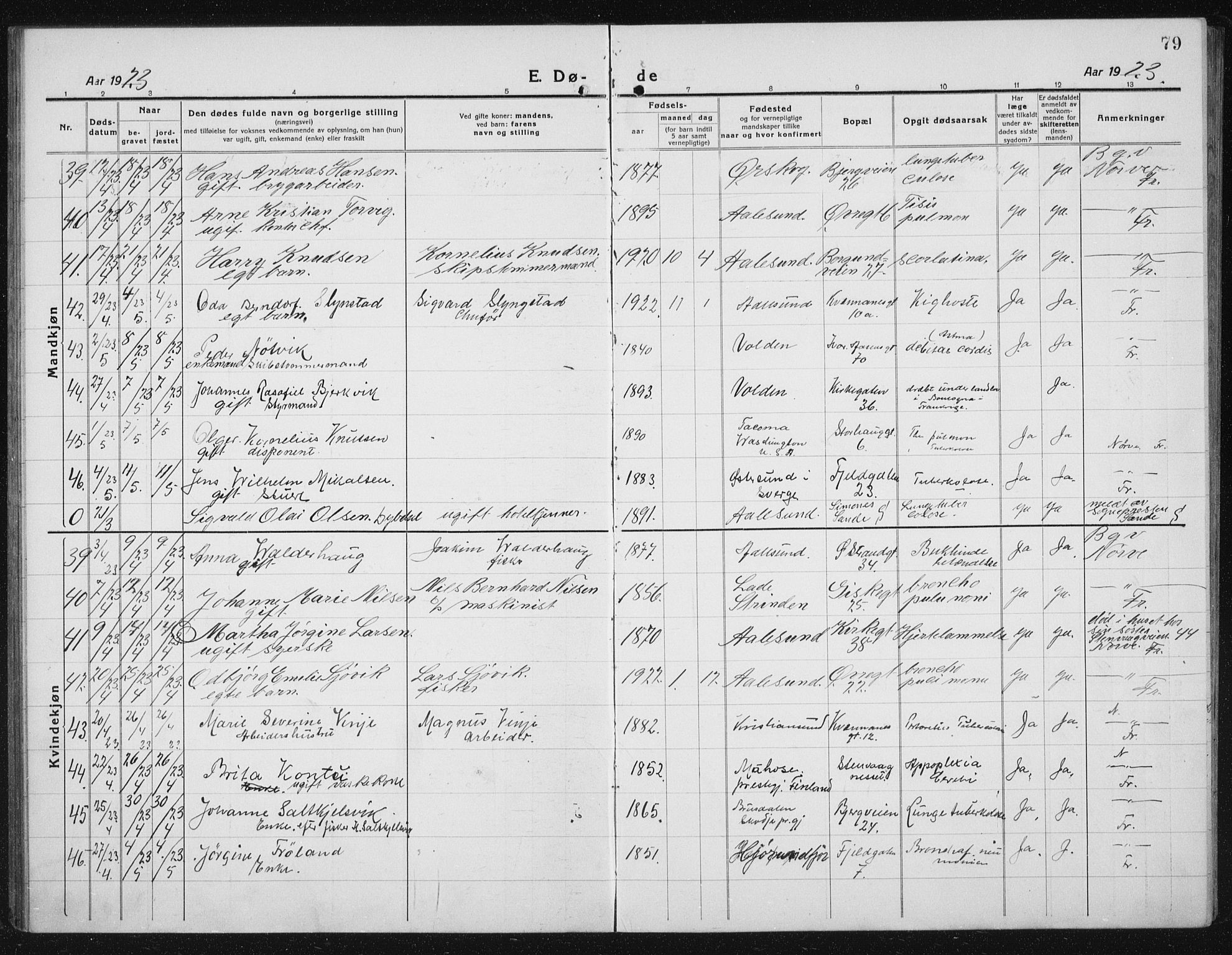 Ministerialprotokoller, klokkerbøker og fødselsregistre - Møre og Romsdal, AV/SAT-A-1454/529/L0474: Klokkerbok nr. 529C11, 1918-1938, s. 79