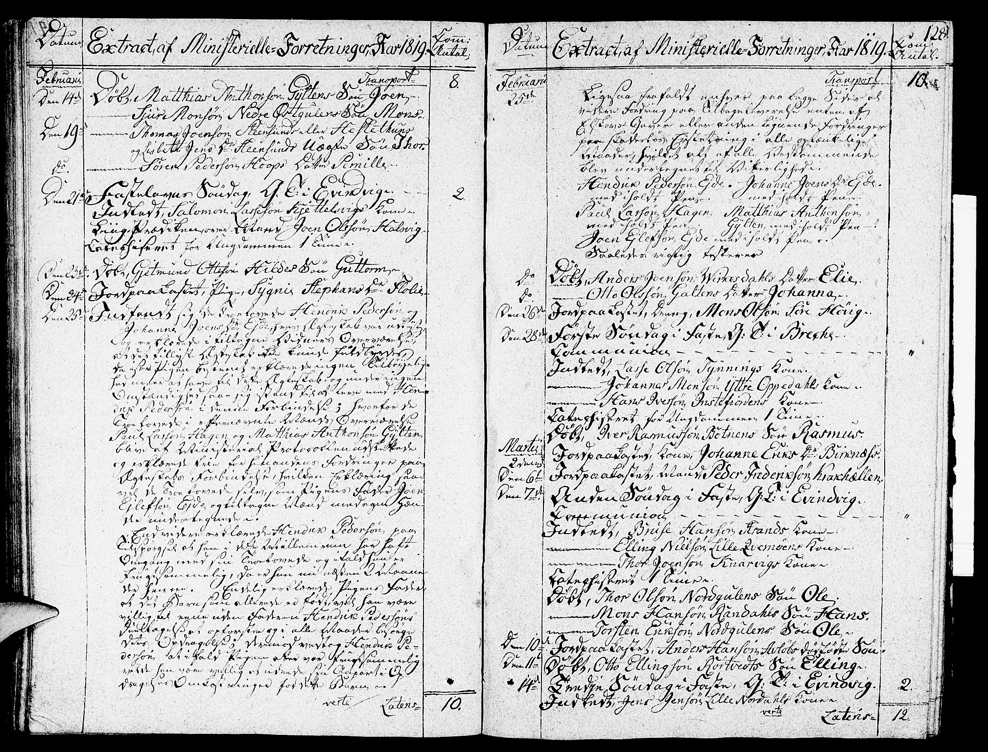 Gulen sokneprestembete, AV/SAB-A-80201/H/Haa/Haaa/L0017: Ministerialbok nr. A 17, 1809-1825, s. 128