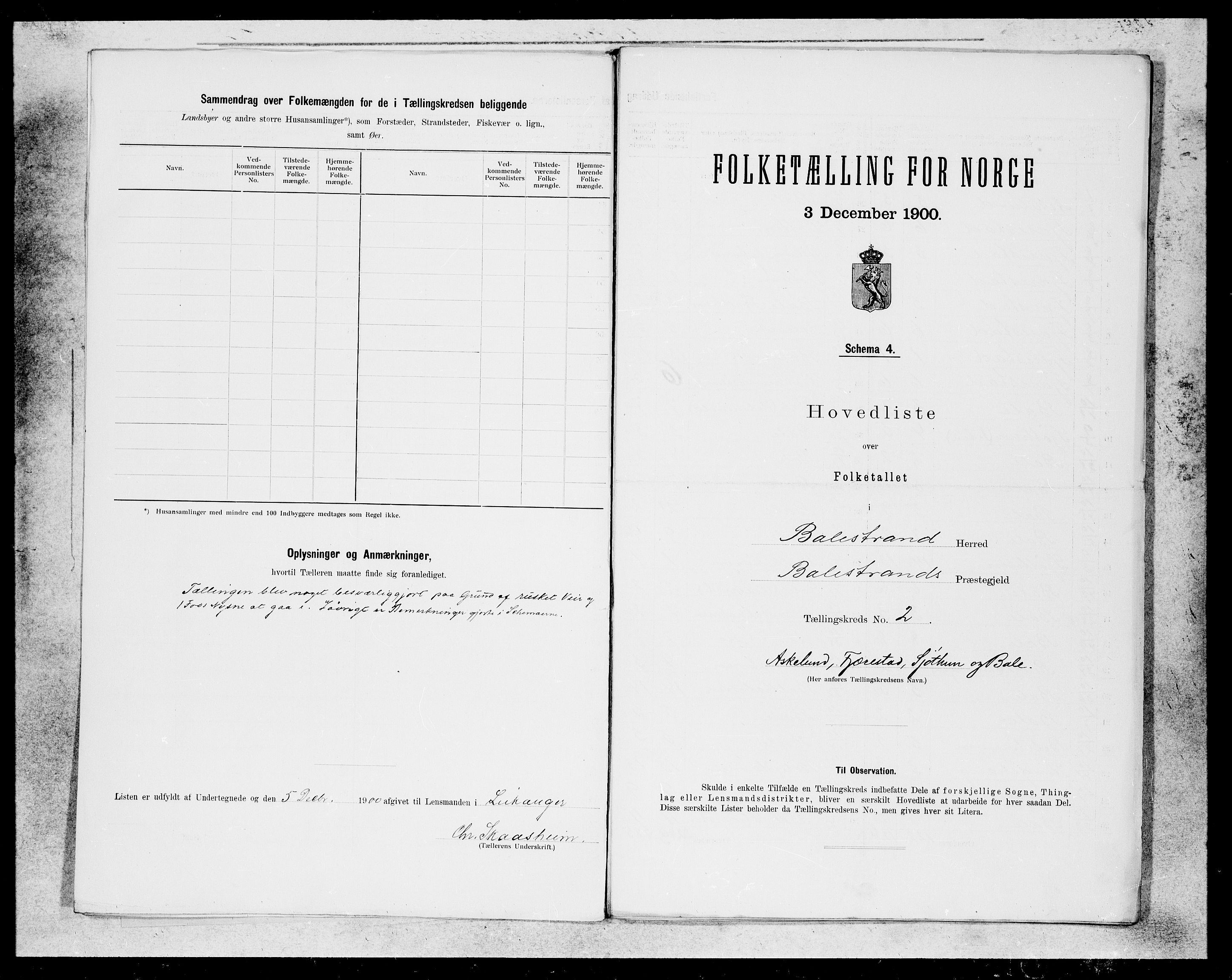 SAB, Folketelling 1900 for 1418 Balestrand herred, 1900, s. 3