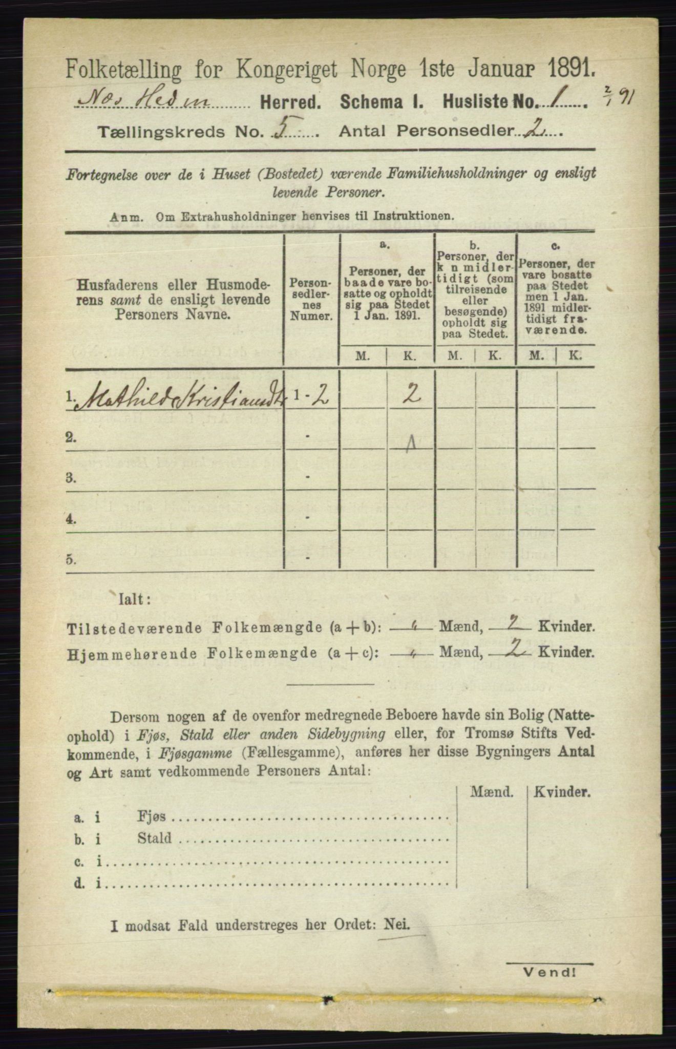 RA, Folketelling 1891 for 0411 Nes herred, 1891, s. 2521