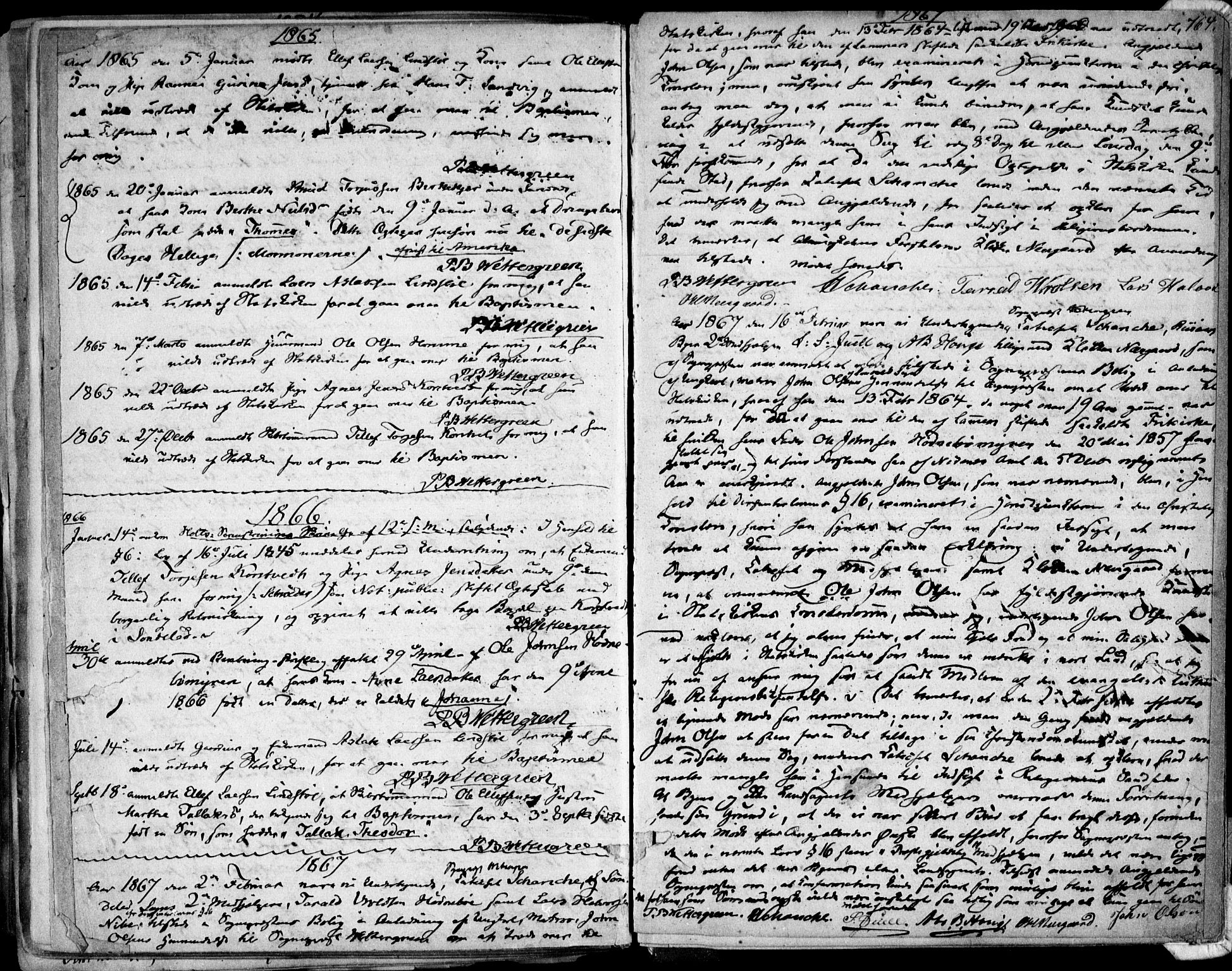 Søndeled sokneprestkontor, AV/SAK-1111-0038/F/Fa/L0003: Ministerialbok nr. A 3, 1861-1879, s. 764