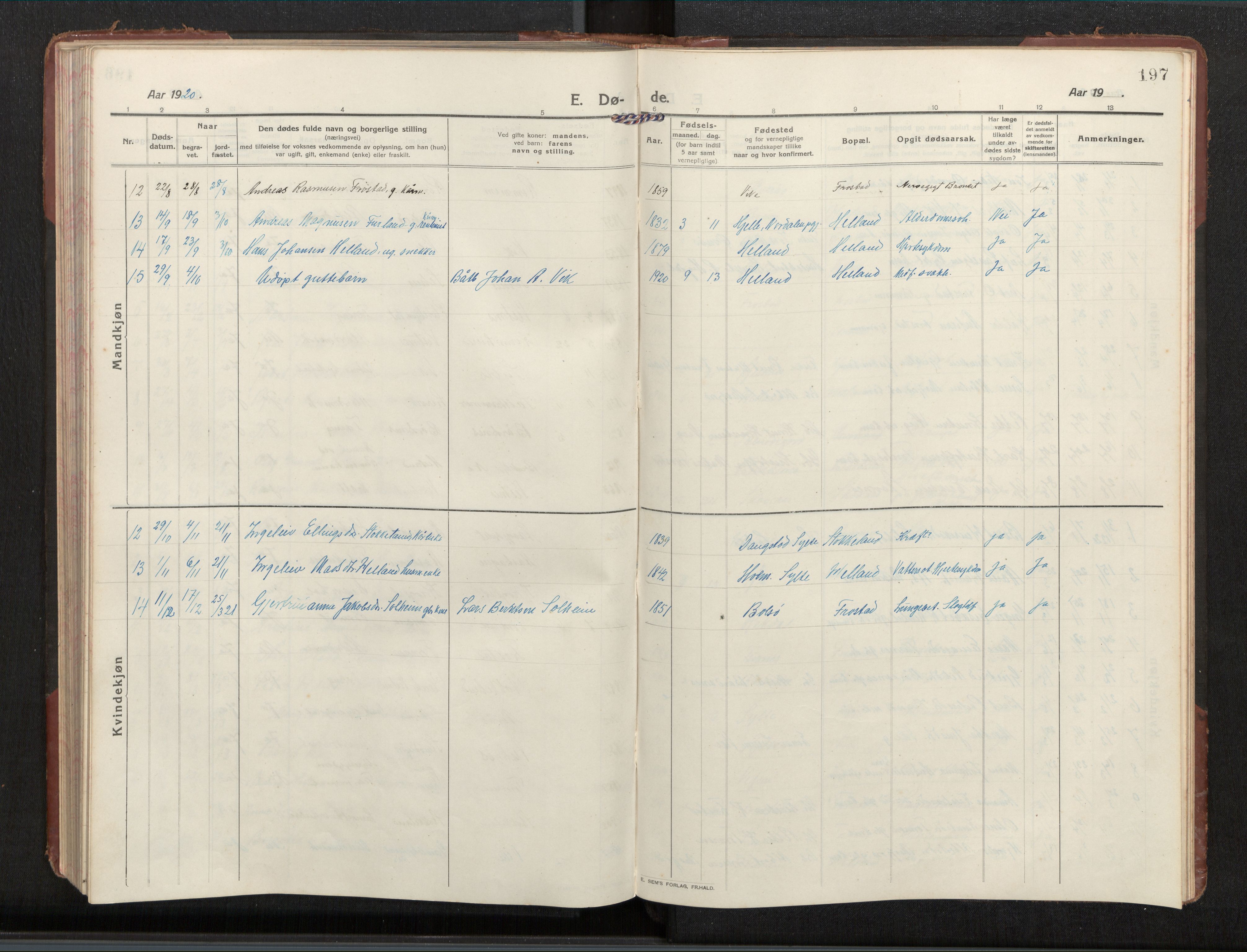 Ministerialprotokoller, klokkerbøker og fødselsregistre - Møre og Romsdal, AV/SAT-A-1454/539/L0536a: Klokkerbok nr. 539C03, 1912-1936, s. 197